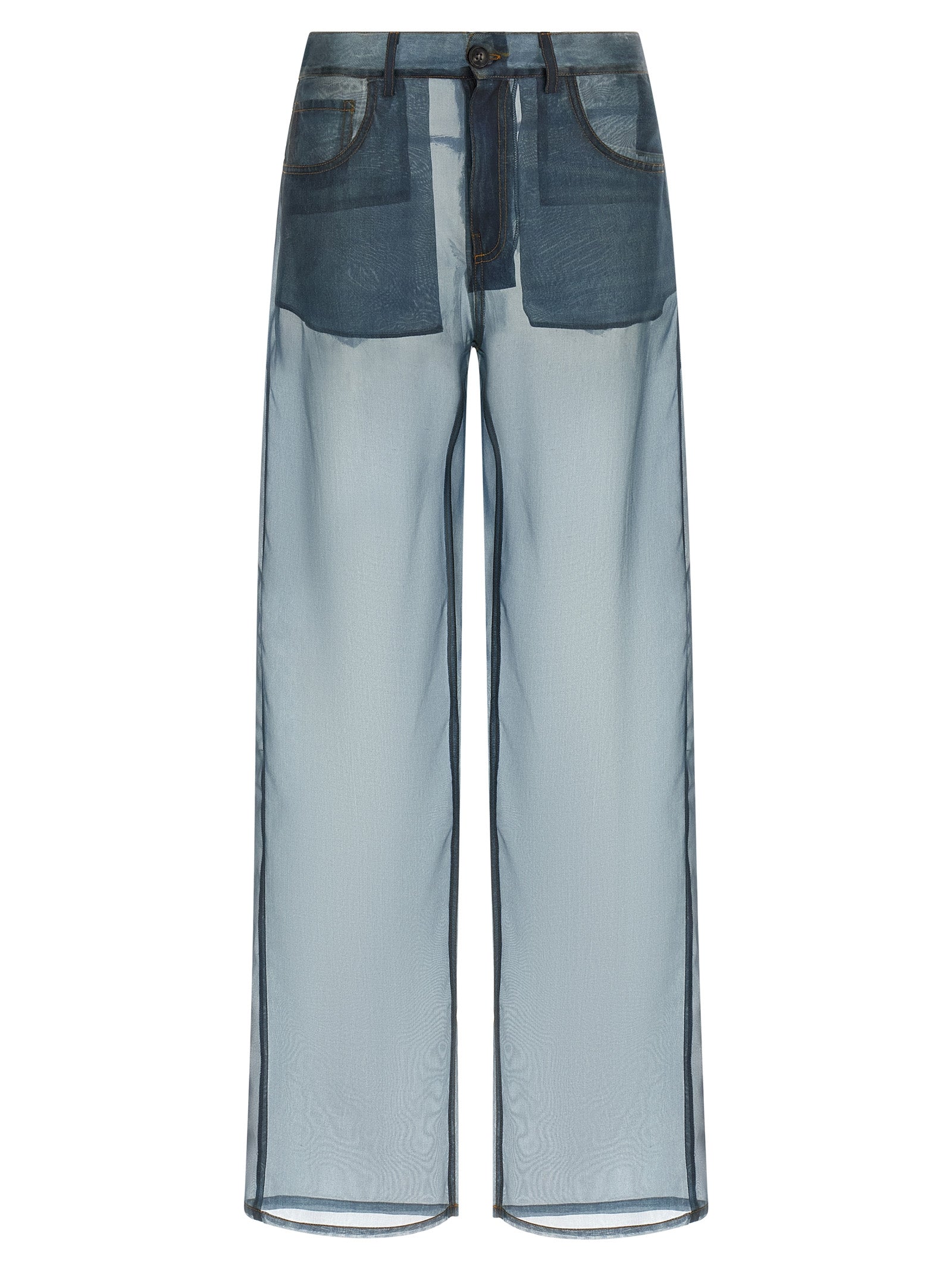 Haikure Blue Silk Casual Pants