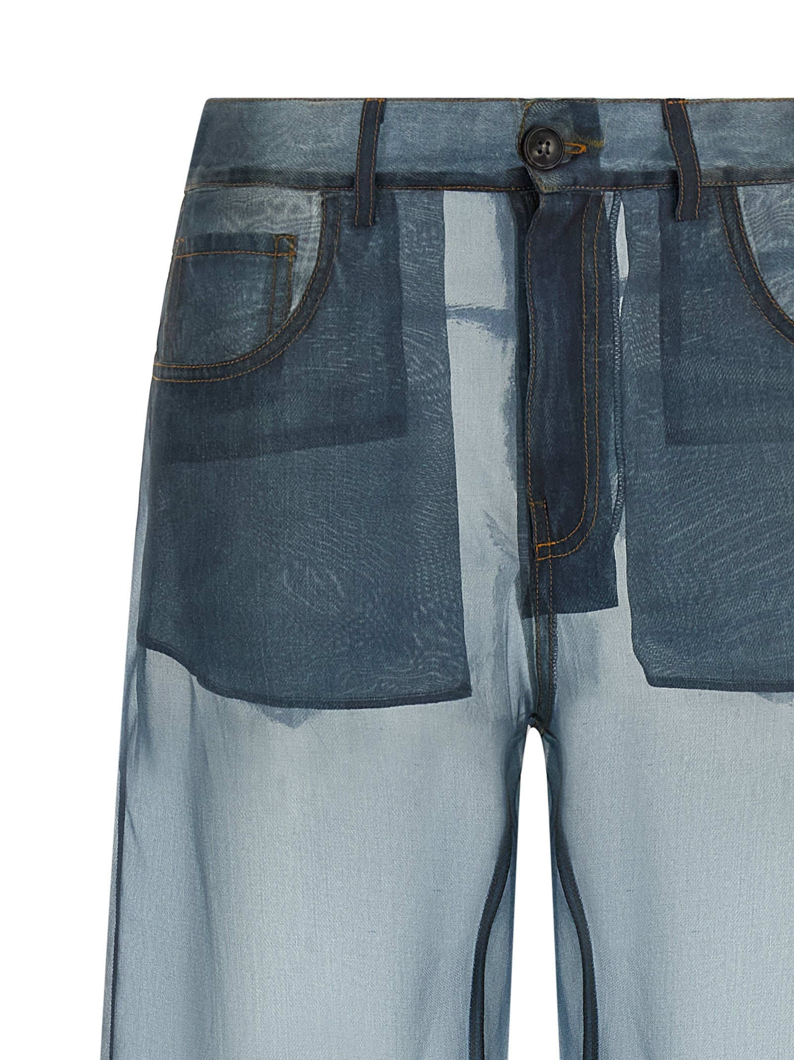 Haikure Blue Silk Casual Pants