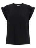 NUDE Black Cotton Sleeveles T-Shirt