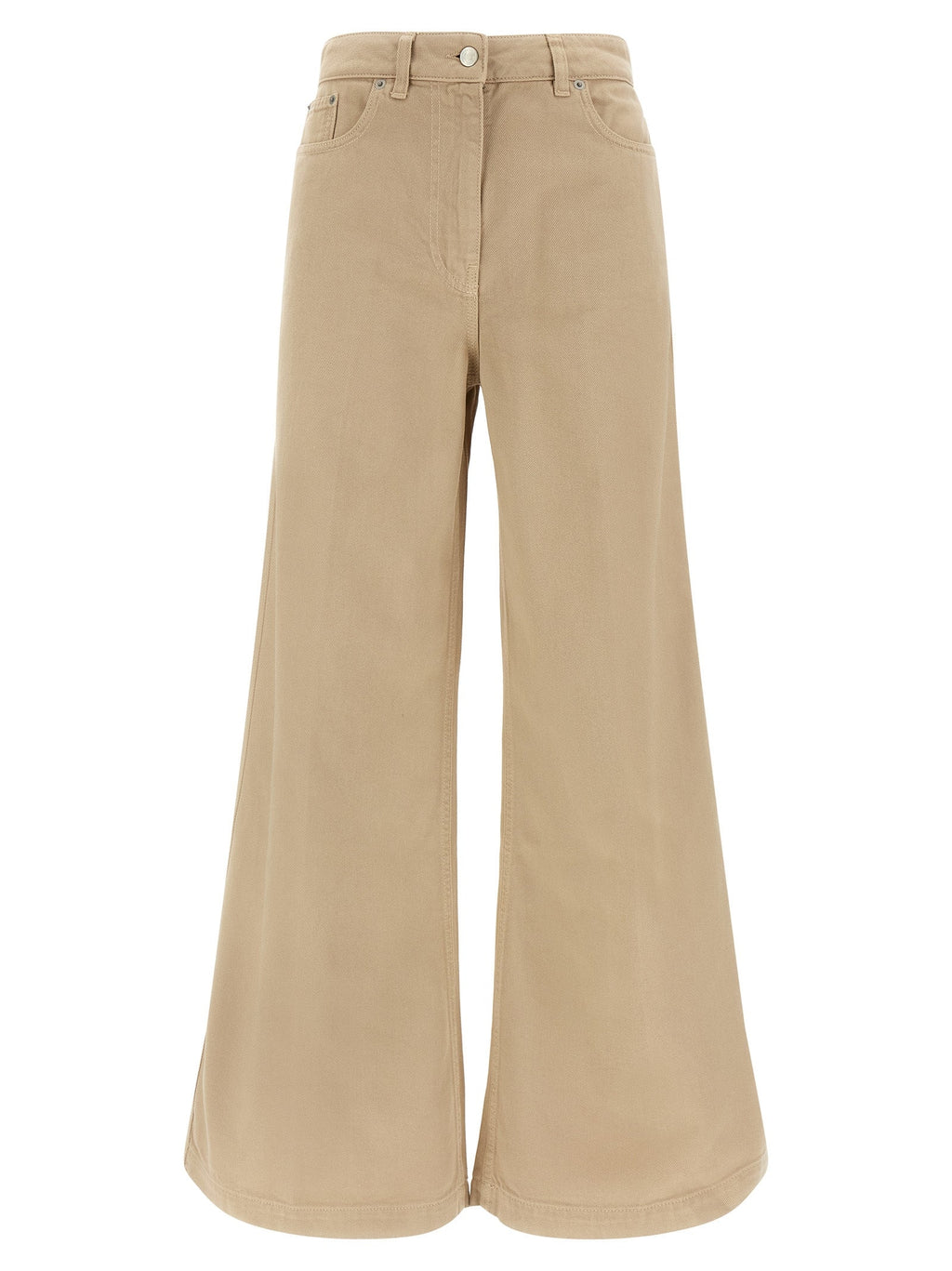 NUDE Beige Cotton Flared Pants