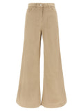 NUDE Beige Cotton Flared Pants