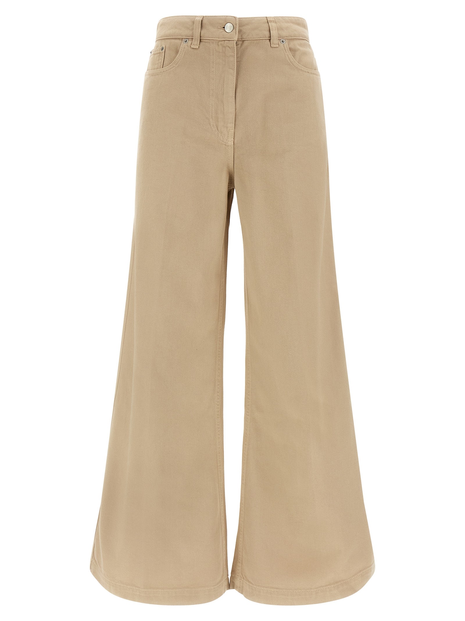NUDE Beige Cotton Flared Pants