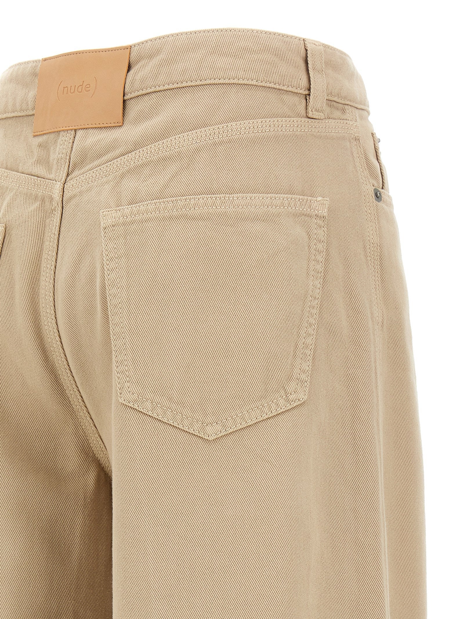 NUDE Beige Cotton Flared Pants
