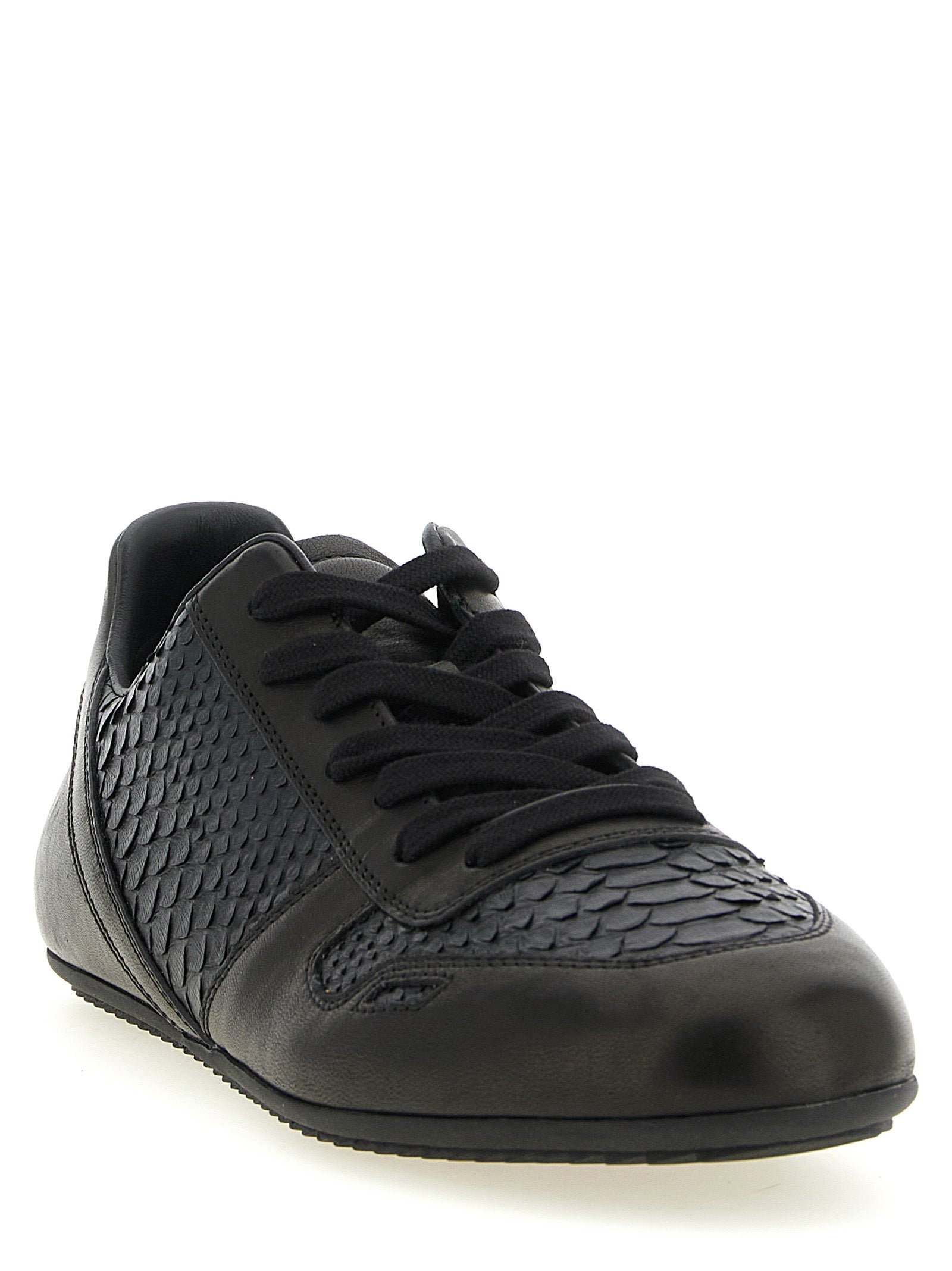 Rick Owens Black Lamb Leather Low Top Sneakers