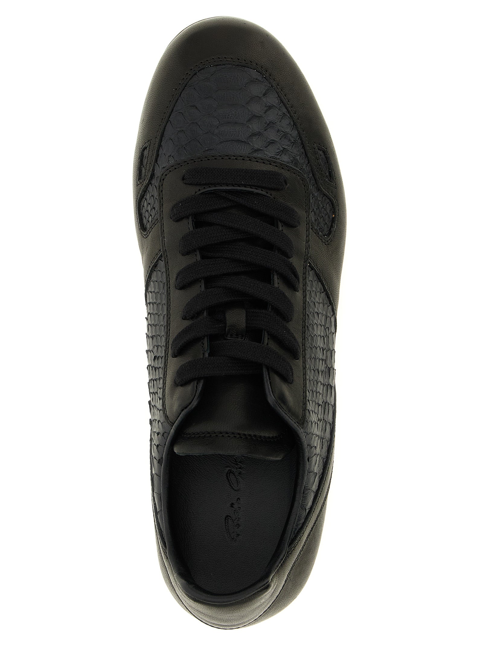 Rick Owens Black Lamb Leather Low Top Sneakers