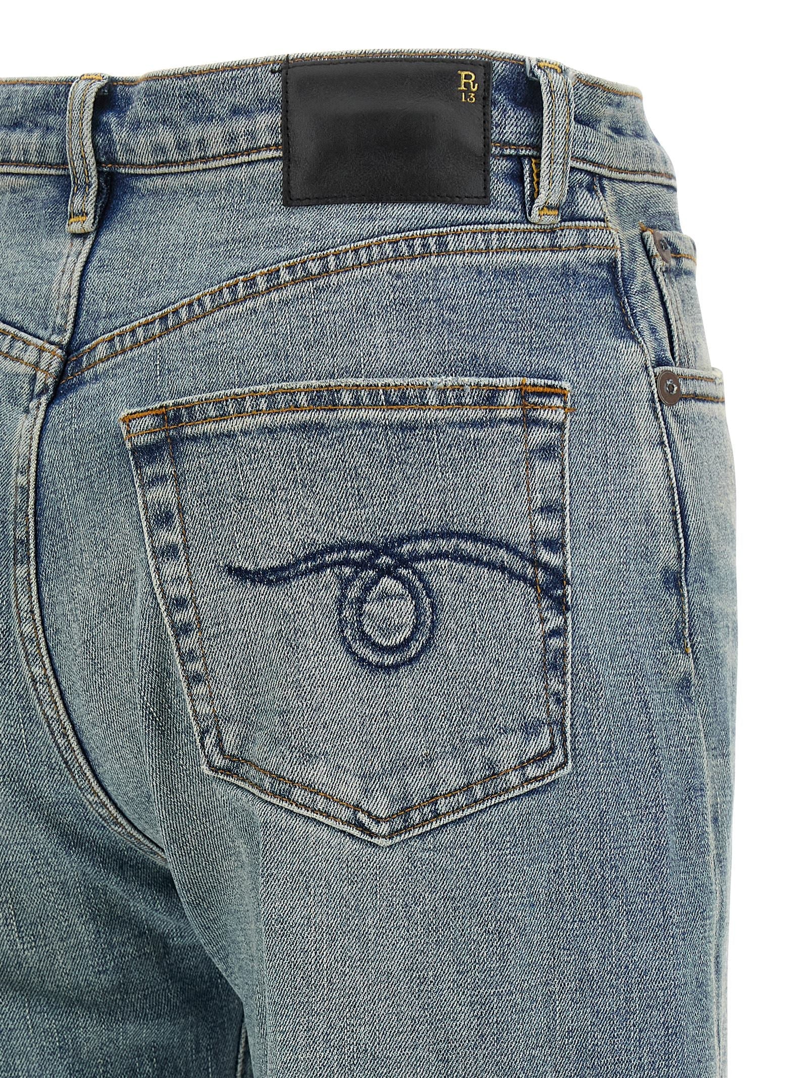 R13 Blue Cotton Flared Jeans
