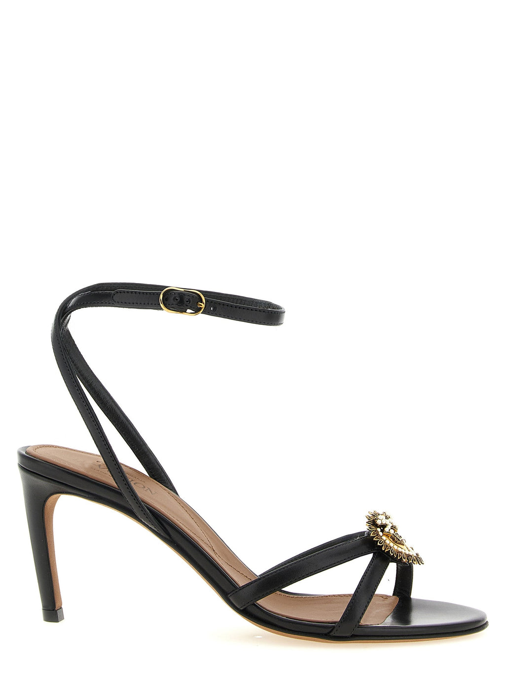 Dolce & Gabbana Black Calfskin Stiletto Heel Sandals