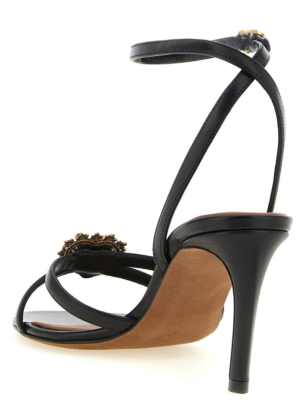Dolce & Gabbana Black Calfskin Stiletto Heel Sandals