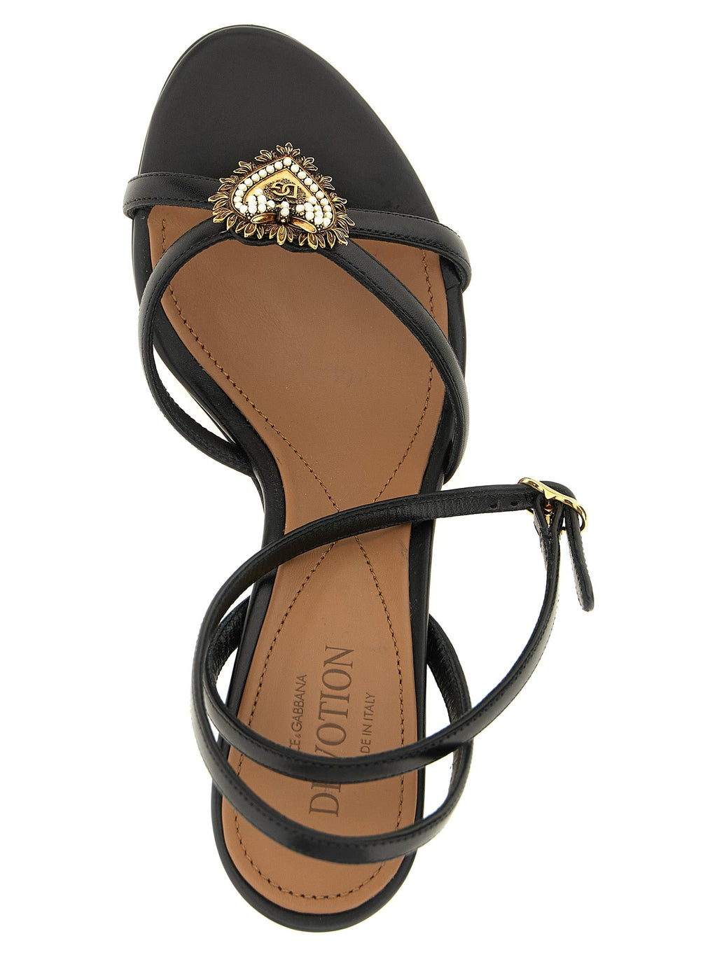 Dolce & Gabbana Black Calfskin Stiletto Heel Sandals