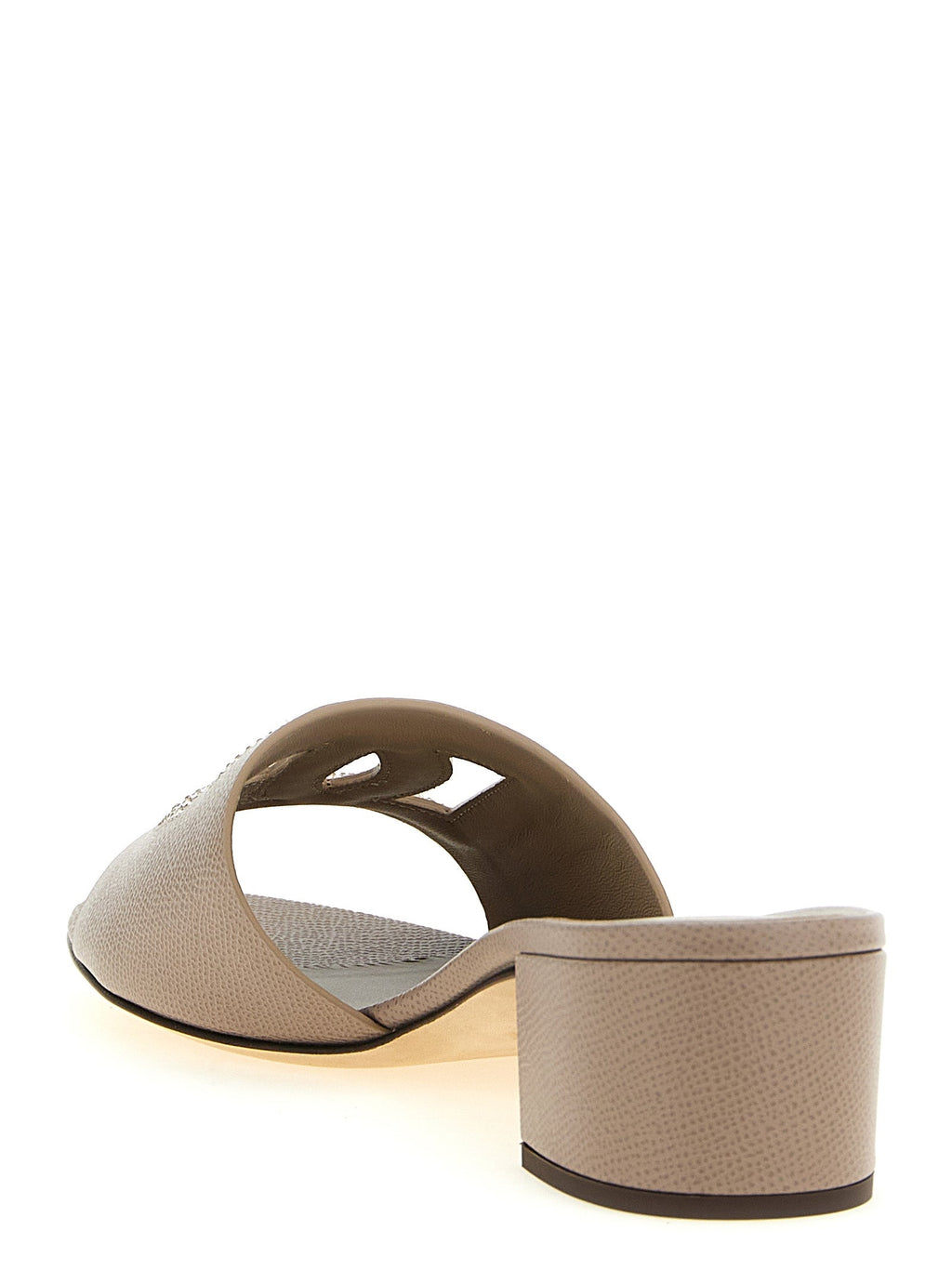 Dolce & Gabbana Gray Calfskin Mules