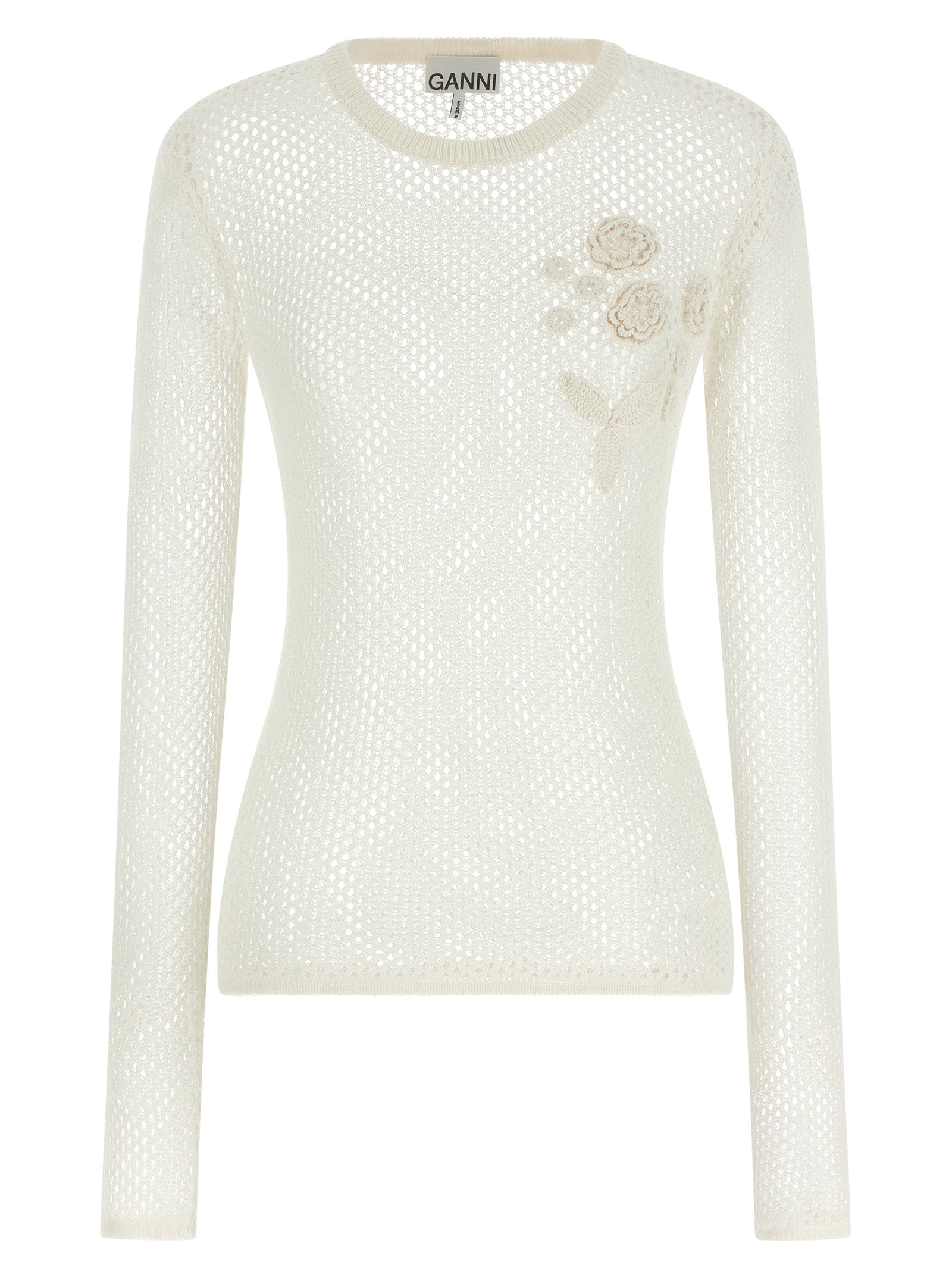 Ganni White Organic Cotton Cardigan