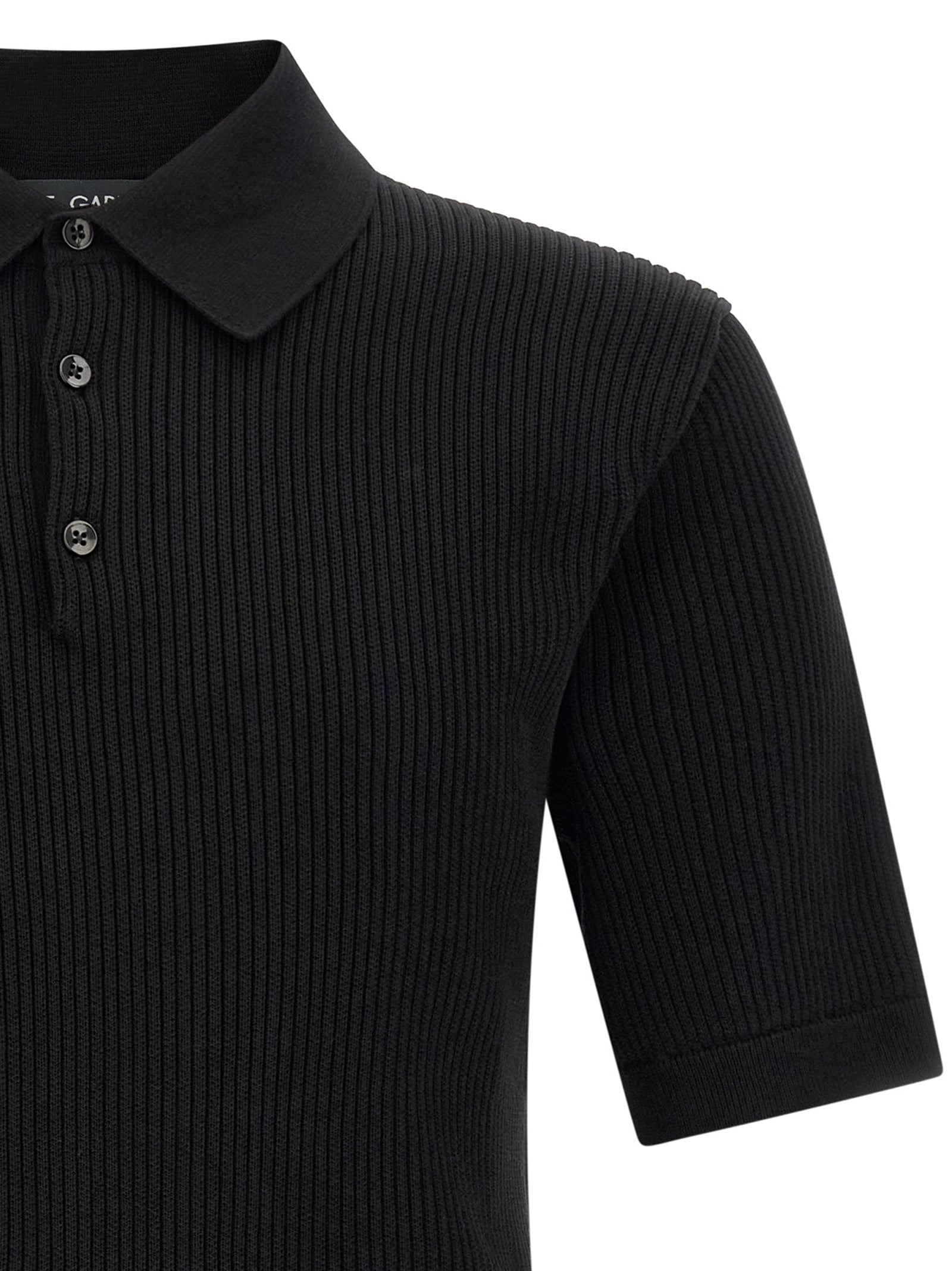 Dolce & Gabbana Black Cotton Polo Shirt