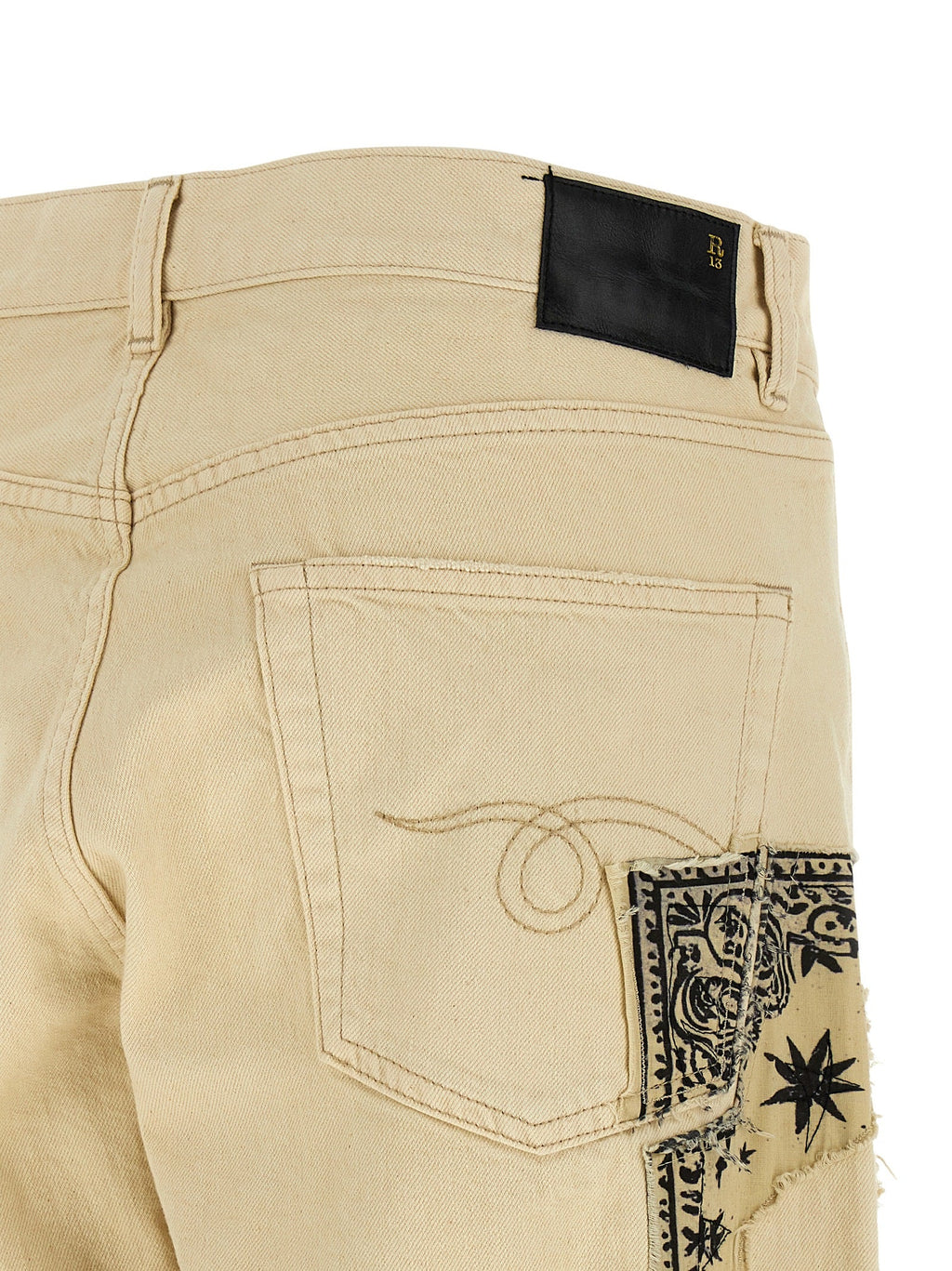 R13 Beige Cotton Straight-Leg Jeans R13