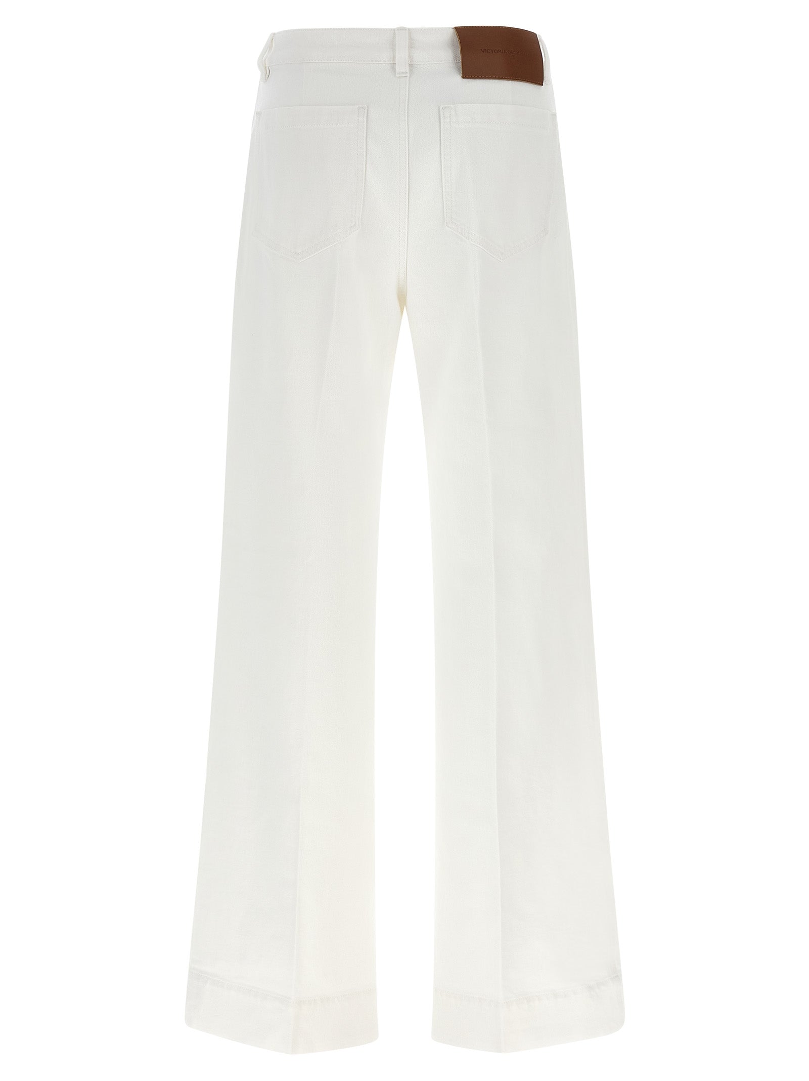 Victoria Beckham White Cotton Flared Jeans Victoria Beckham