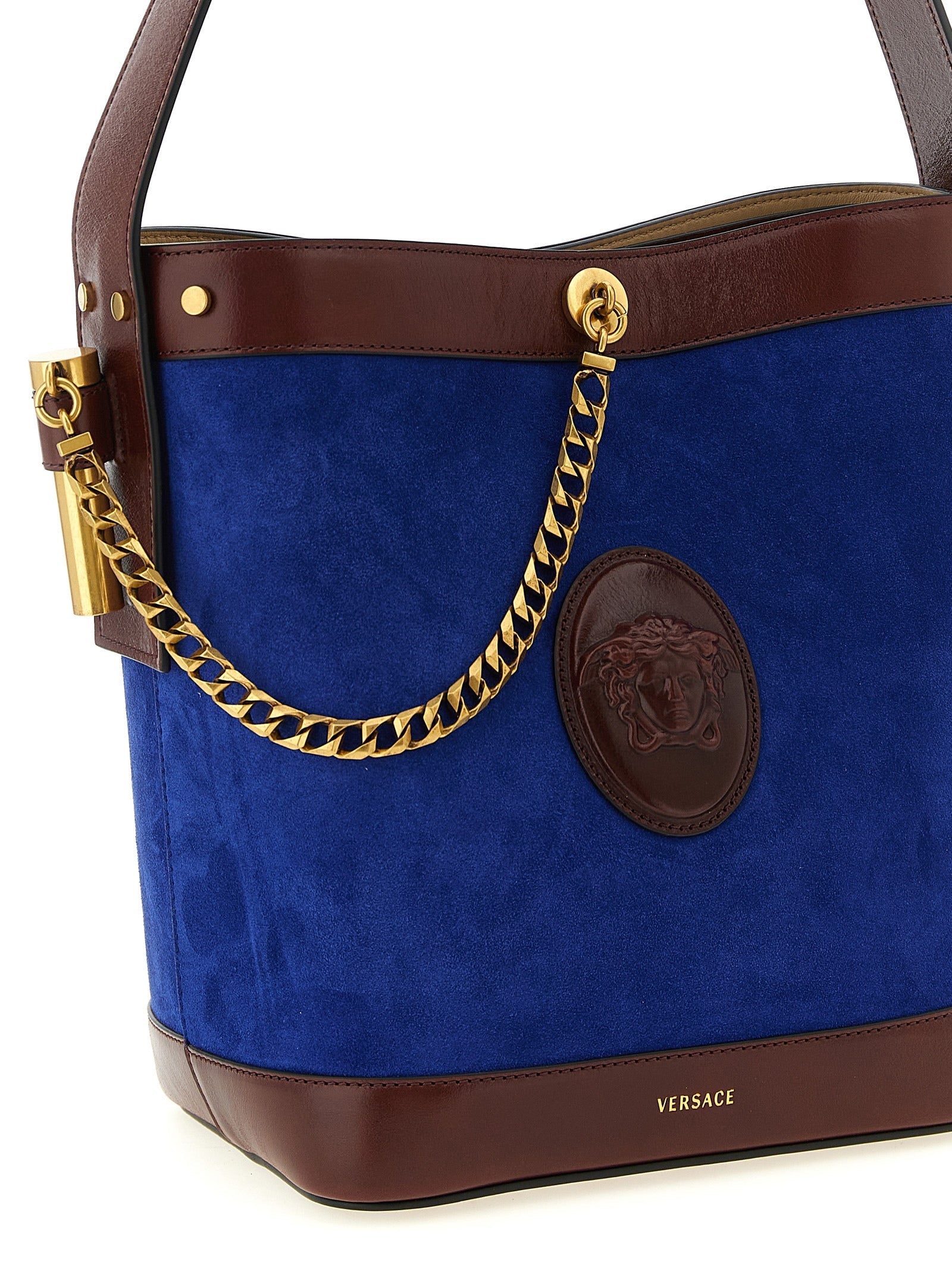 Versace Blue Calfskin Shoulder Bag