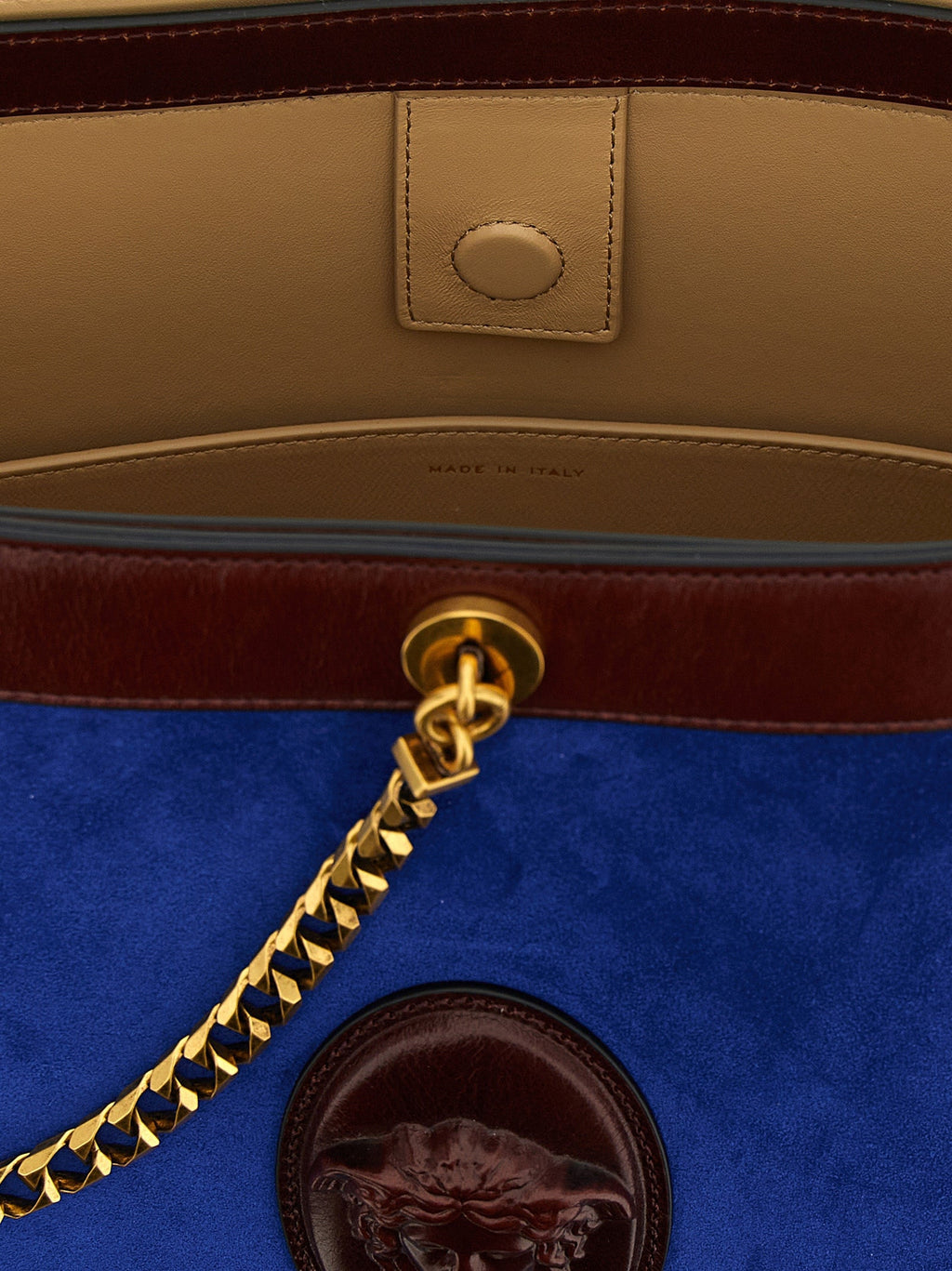 Versace Blue Calfskin Shoulder Bag