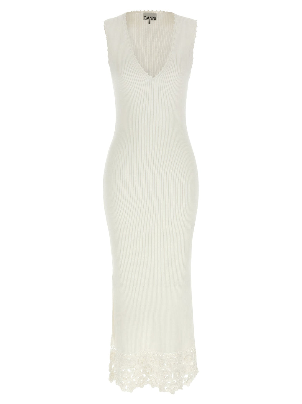 Ganni White Organic Cotton Long Dress Ganni