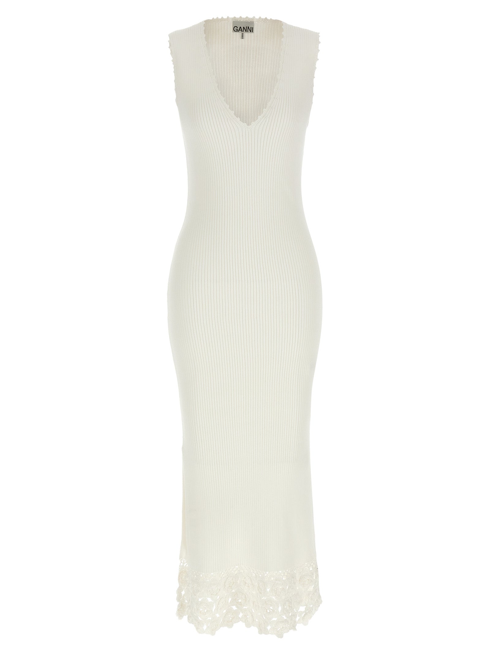 Ganni White Organic Cotton Long Dress Ganni