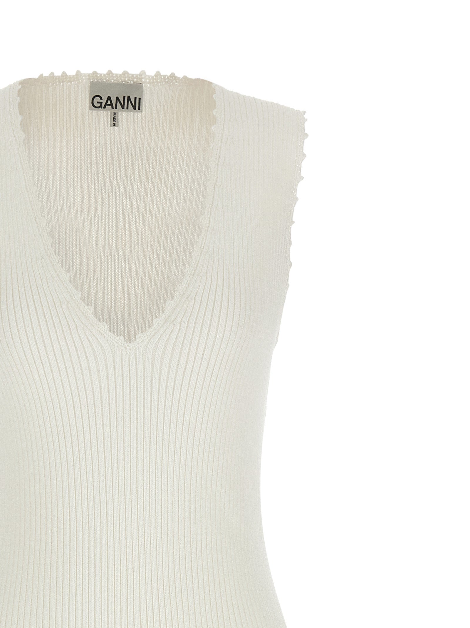 Ganni White Organic Cotton Long Dress Ganni