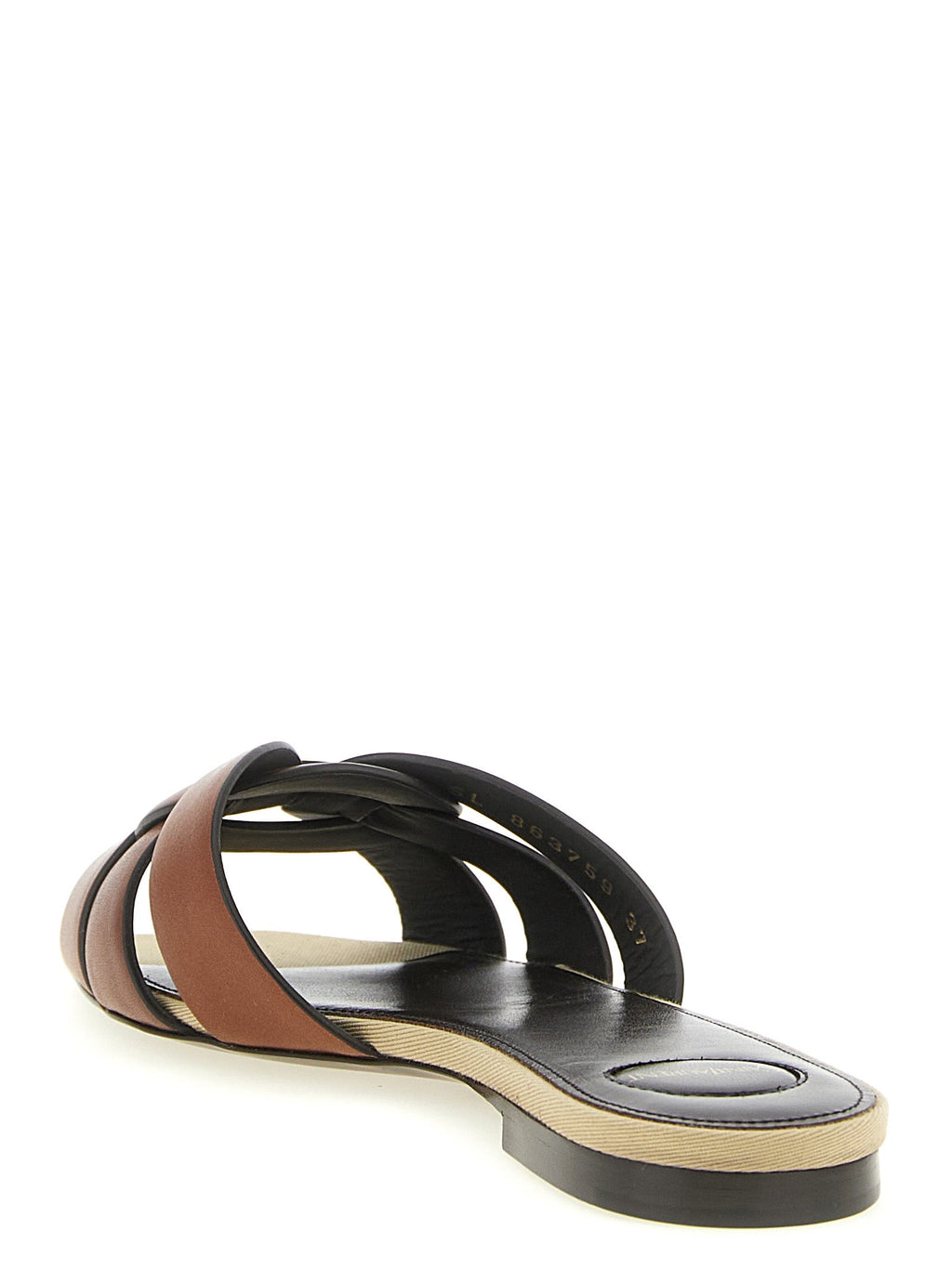 Saint Laurent Brown Calfskin Slides Saint Laurent