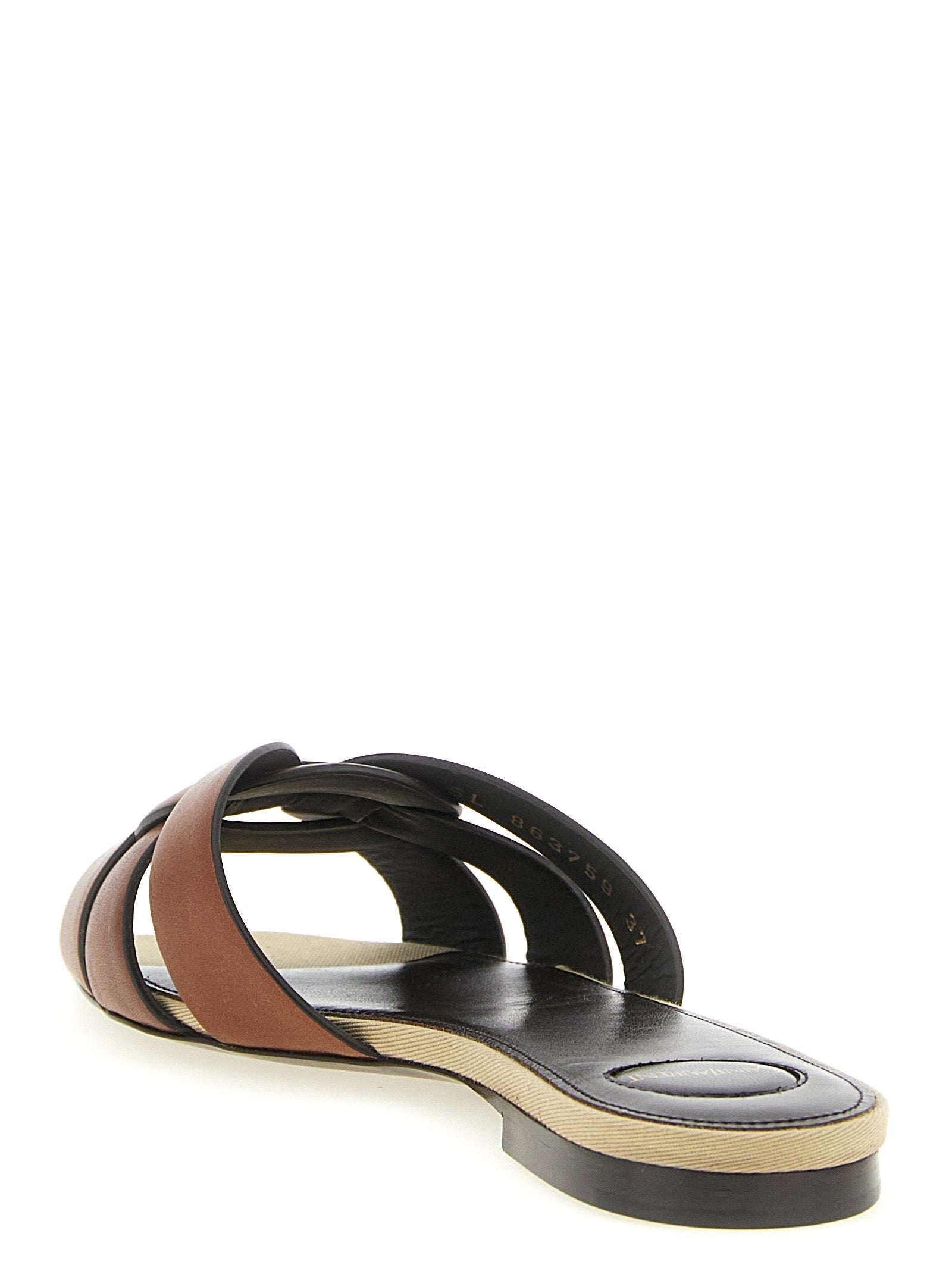 Saint Laurent Brown Calfskin Slides Saint Laurent
