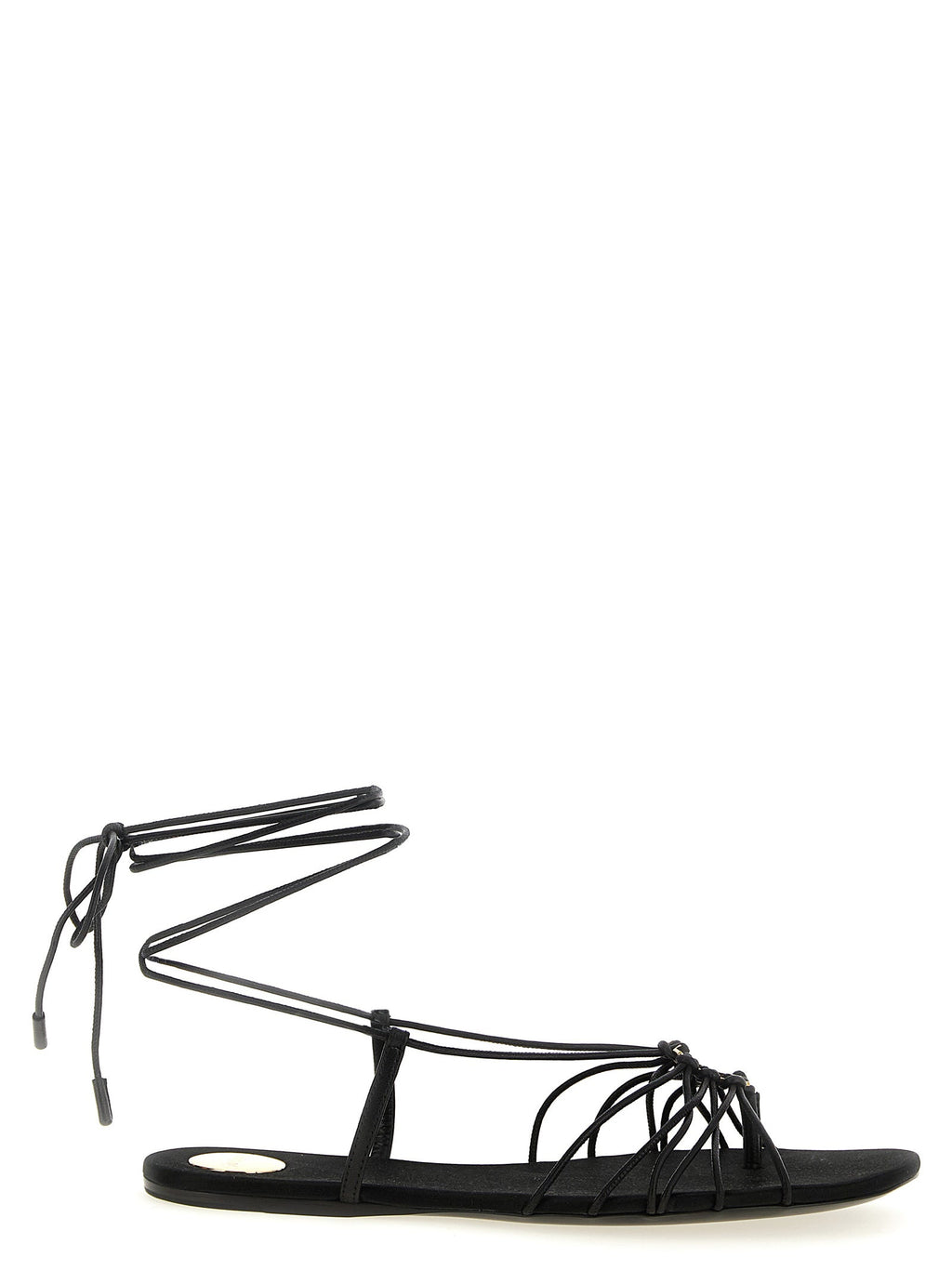 Saint Laurent Black Lamb Leather Flat Sandals Saint Laurent