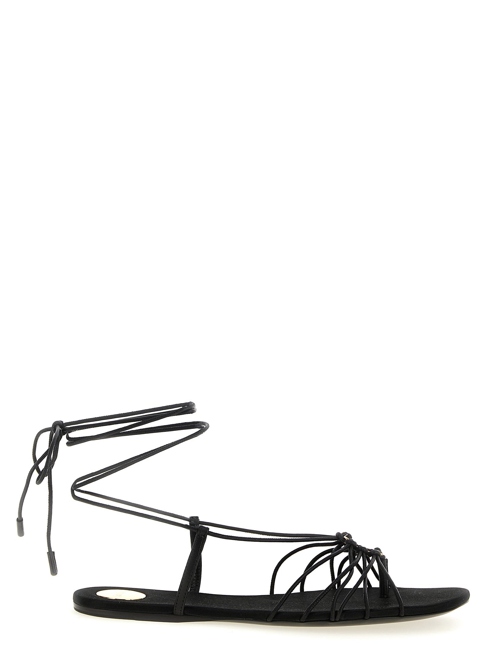 Saint Laurent Black Lamb Leather Flat Sandals Saint Laurent