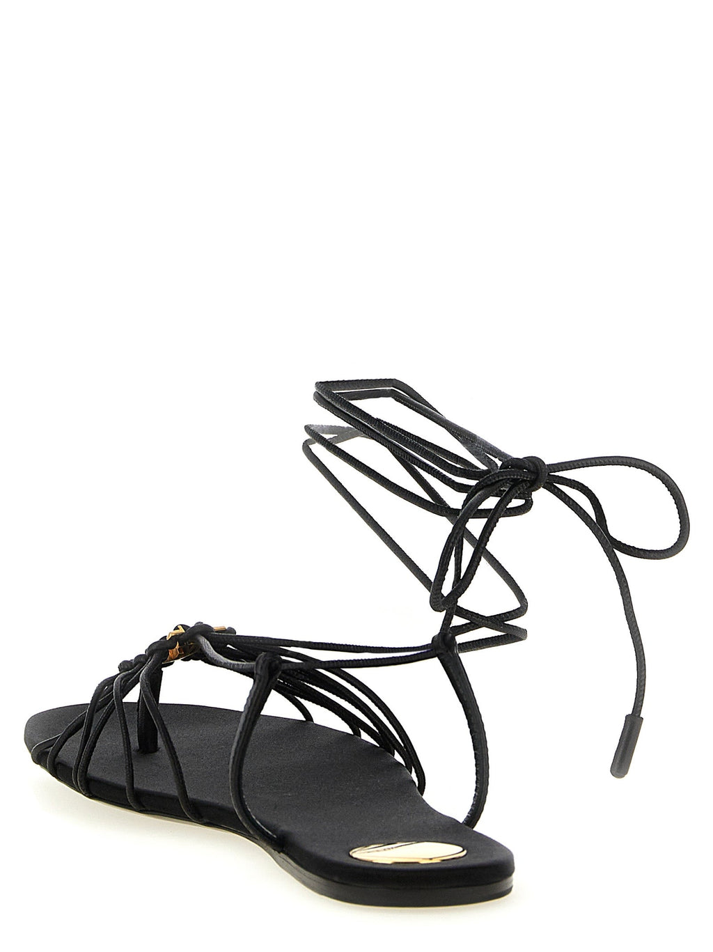 Saint Laurent Black Lamb Leather Flat Sandals Saint Laurent