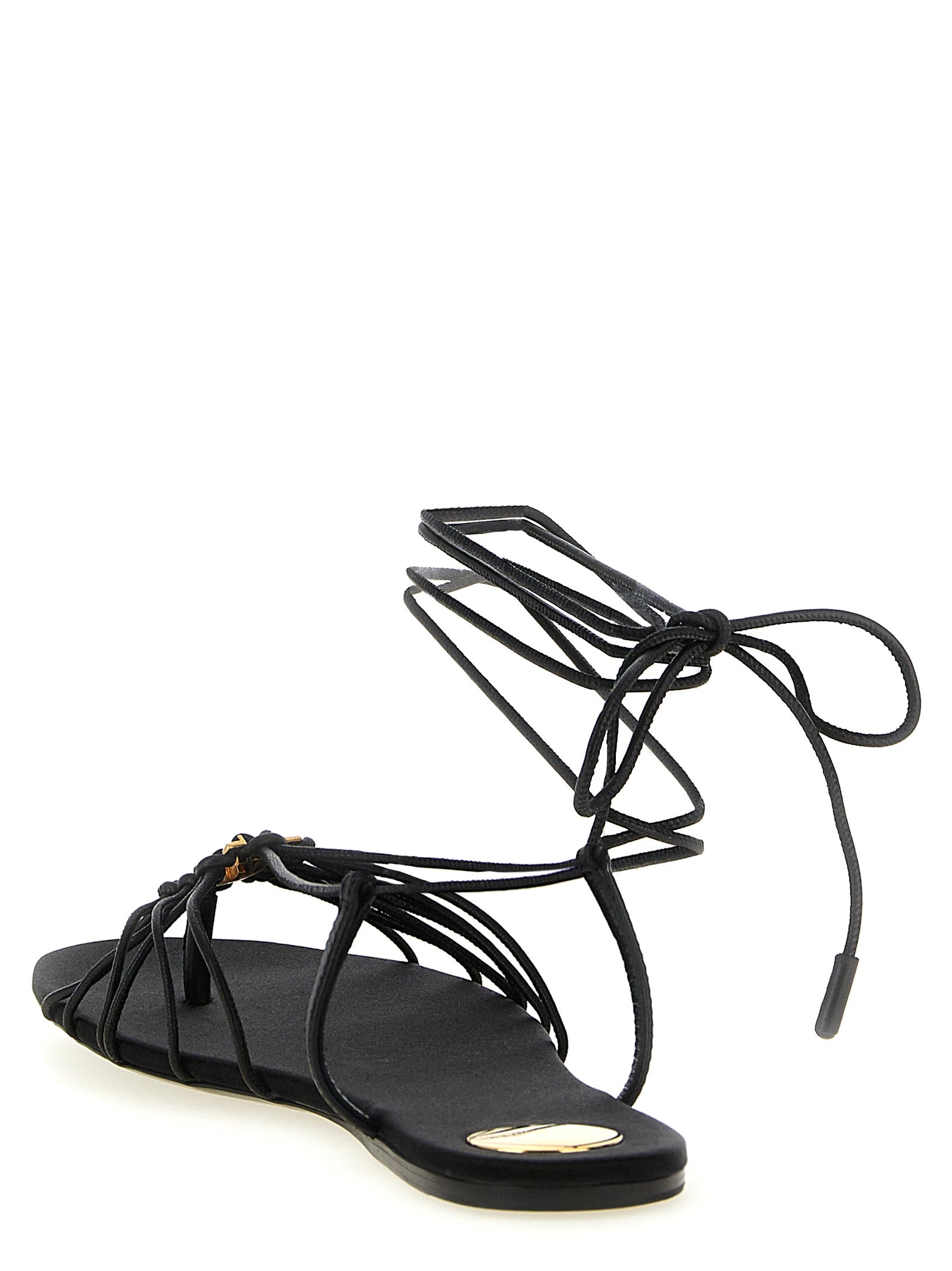 Saint Laurent Black Lamb Leather Flat Sandals Saint Laurent
