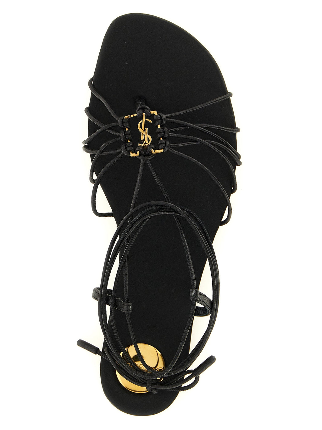 Saint Laurent Black Lamb Leather Flat Sandals Saint Laurent