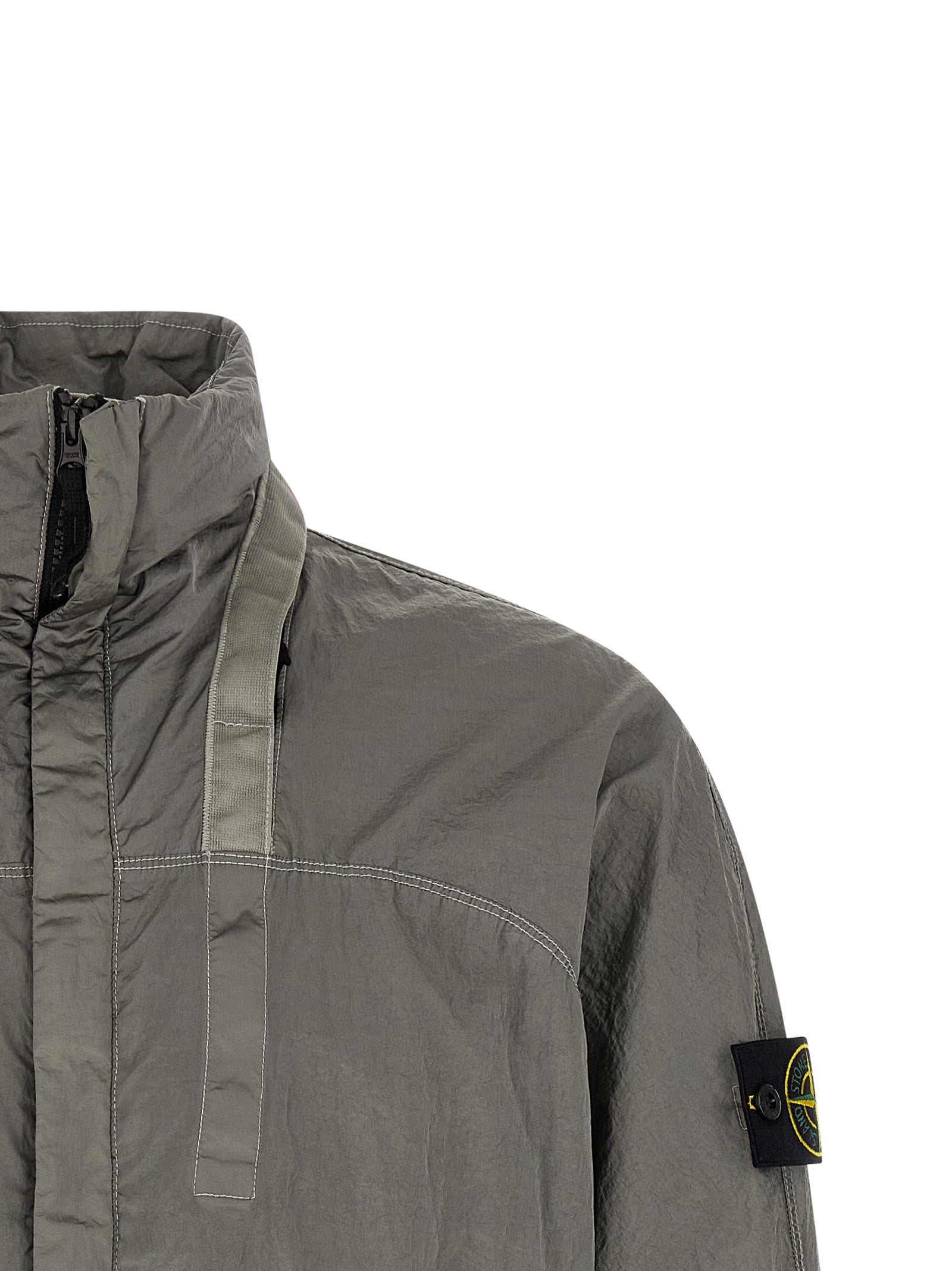 Stone Island Gray Polyamide Bomber Stone Island