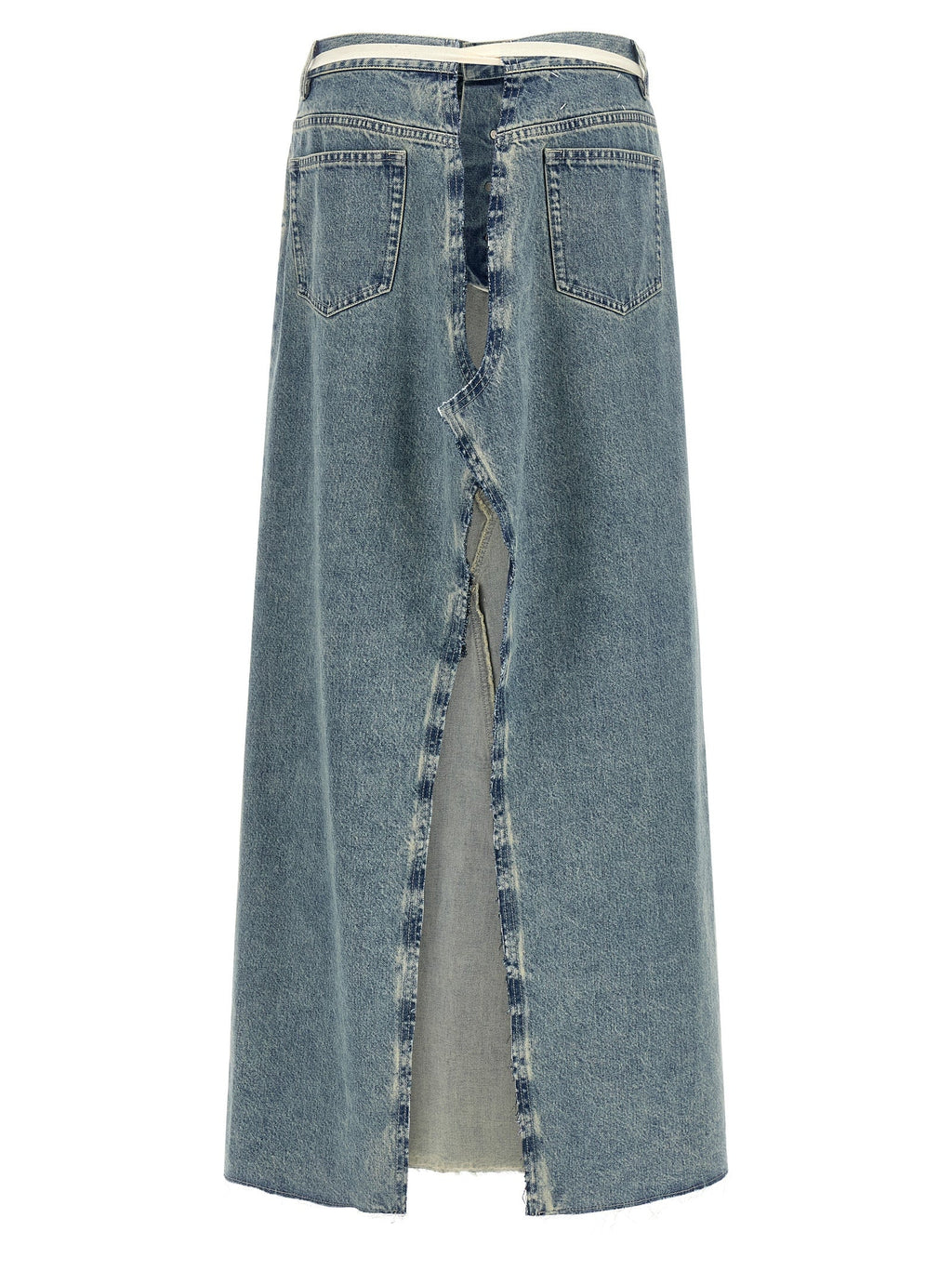 Maison Margiela Blue Cotton Mini Skirt Maison Margiela