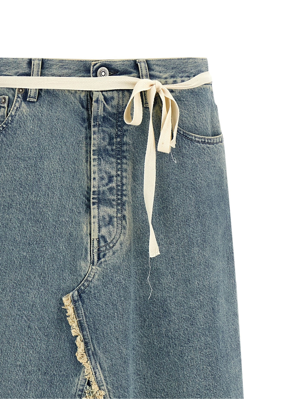 Maison Margiela Blue Cotton Mini Skirt Maison Margiela