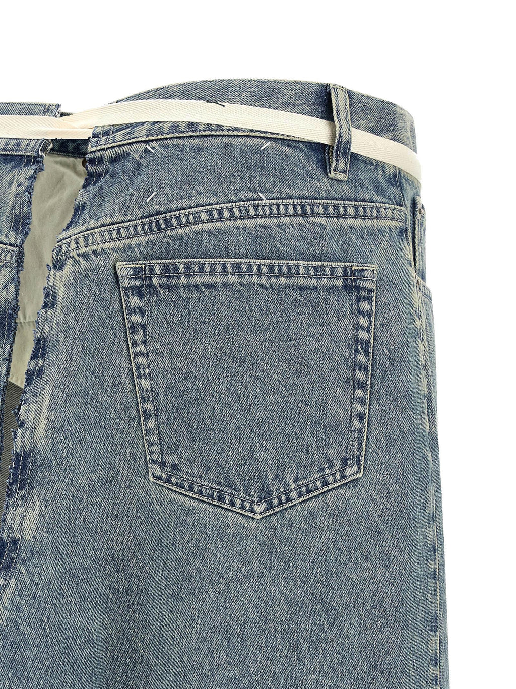 Maison Margiela Blue Cotton Mini Skirt Maison Margiela