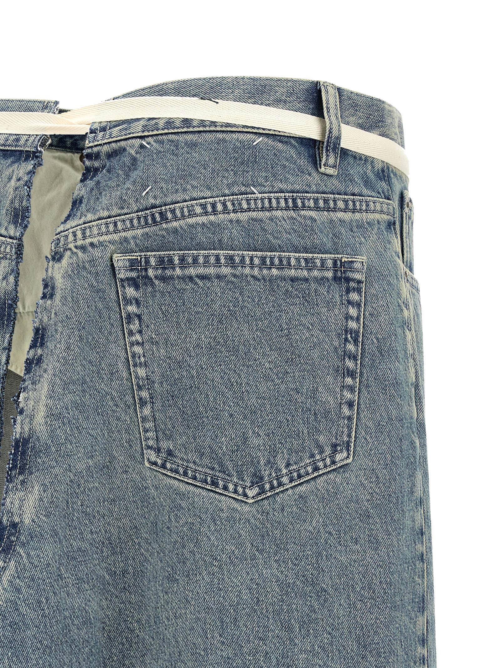 Maison Margiela Blue Cotton Mini Skirt Maison Margiela