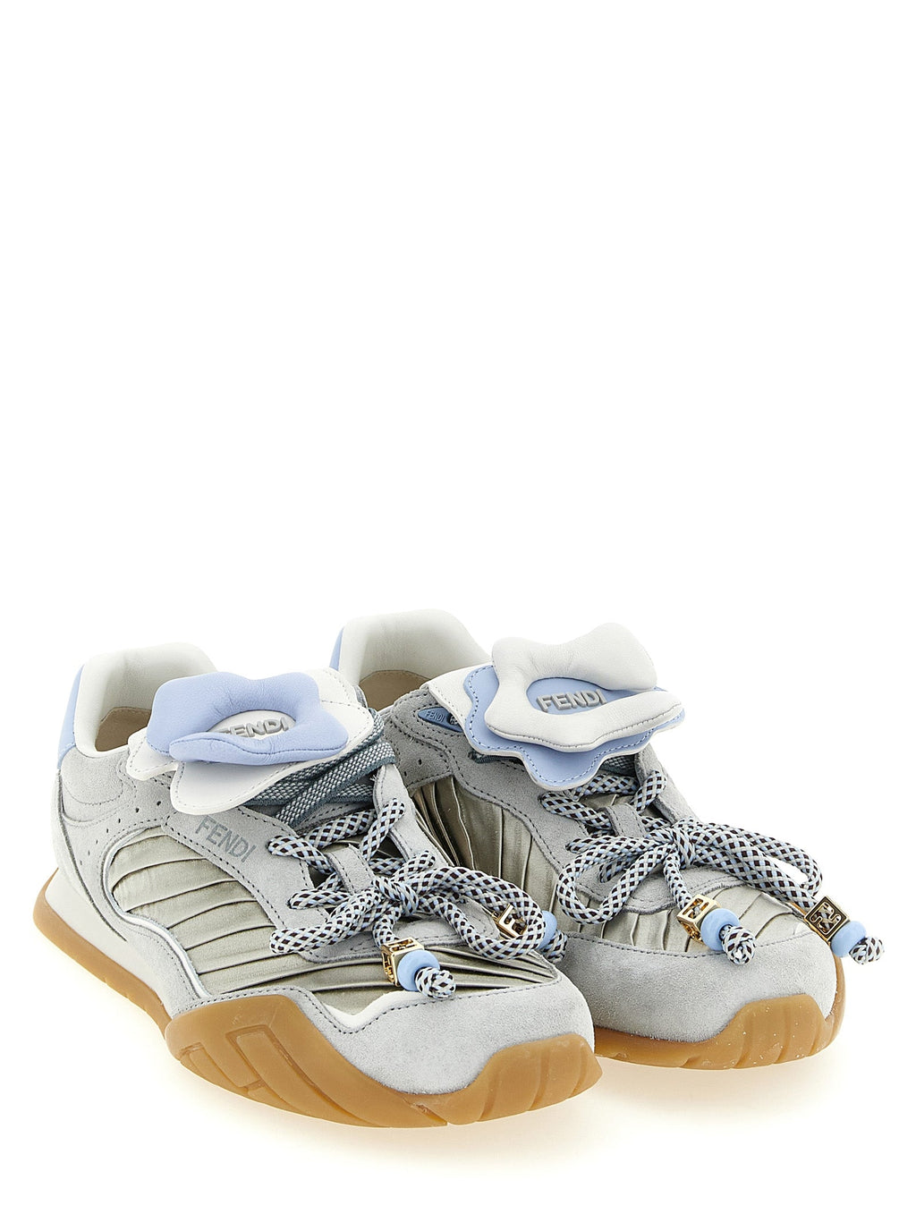 Fendi Gray Calfskin Athletic Sneakers Fendi