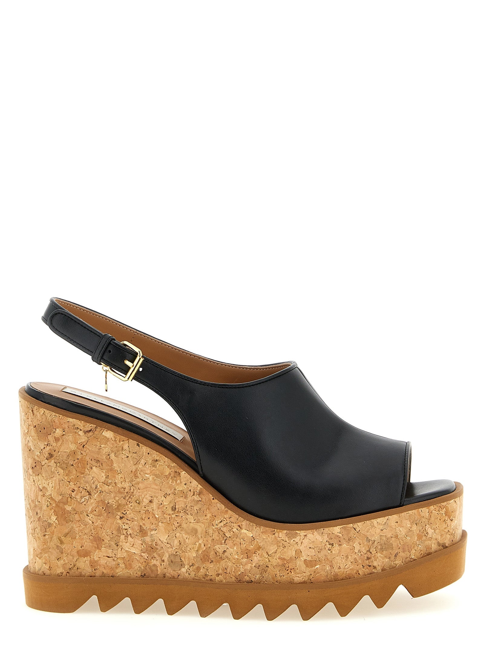 Stella McCartney Black Polyurethane Wedge Sandals Stella McCartney