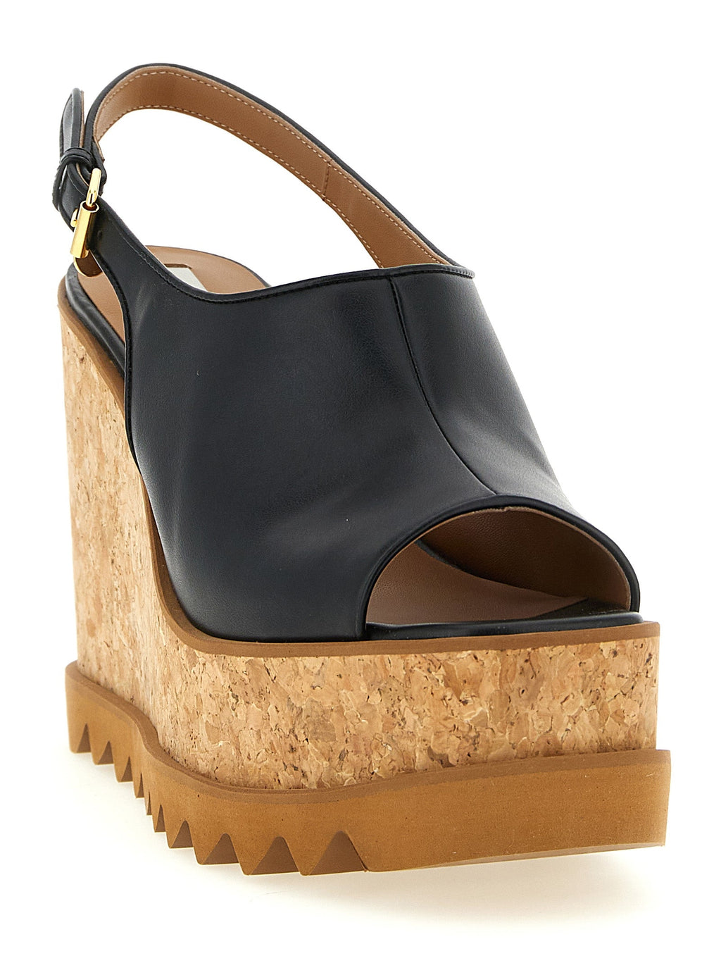 Stella McCartney Black Polyurethane Wedge Sandals Stella McCartney