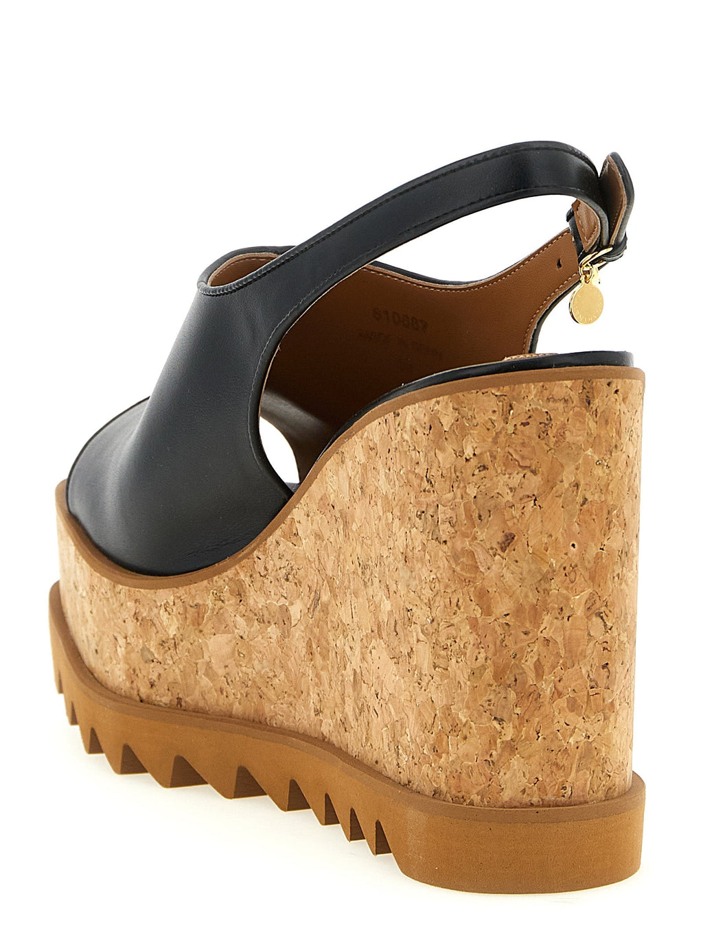 Stella McCartney Black Polyurethane Wedge Sandals Stella McCartney