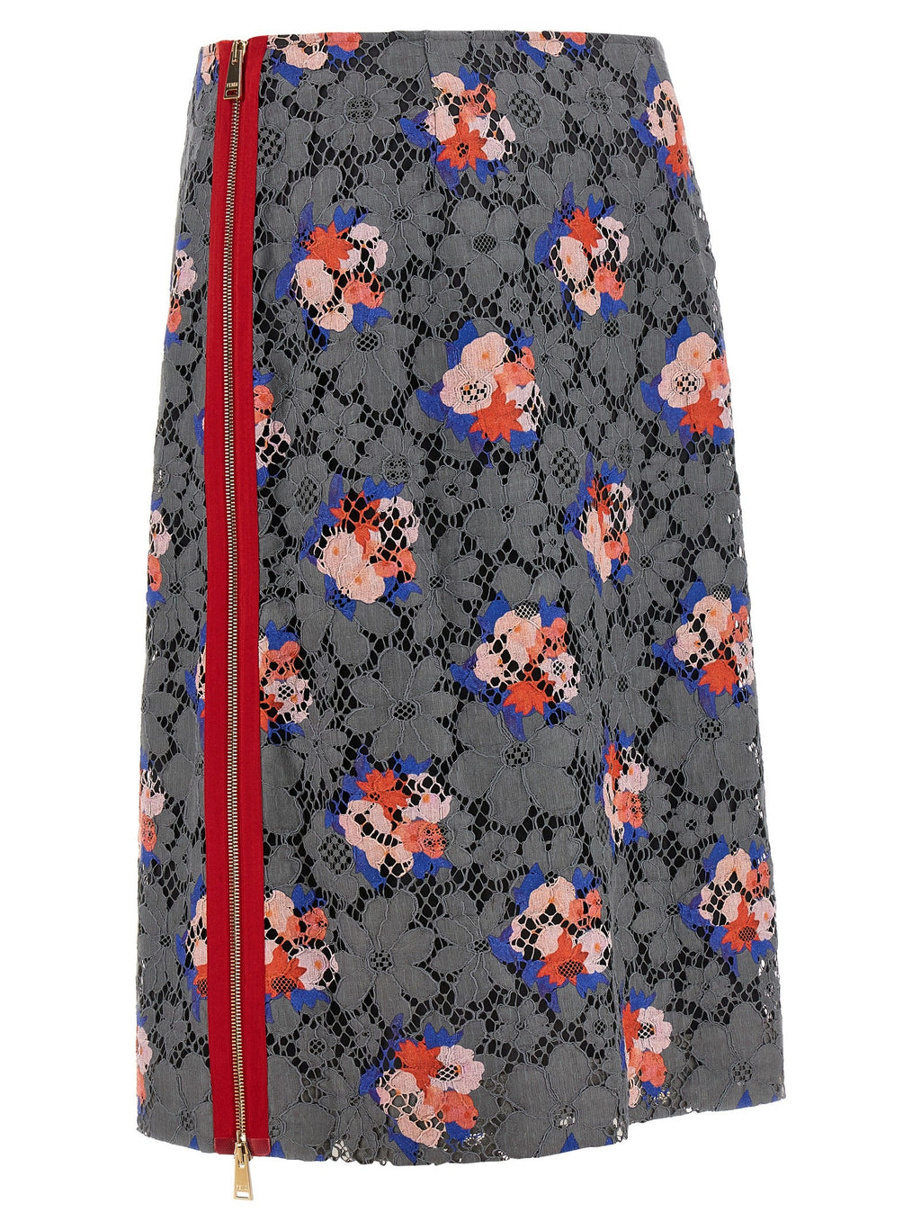 Fendi Gray Cotton Midi Skirt Fendi