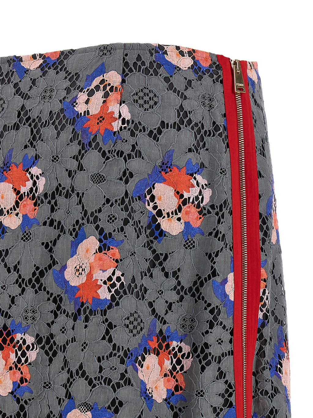 Fendi Gray Cotton Midi Skirt Fendi