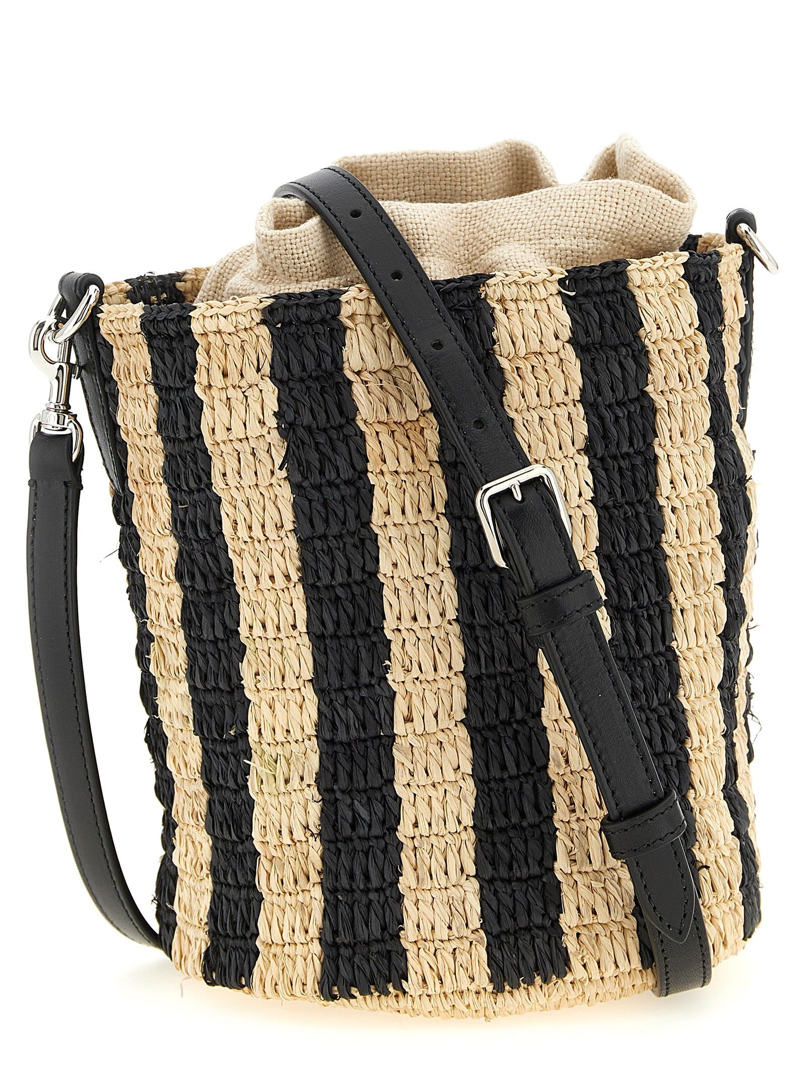 Valentino Garavani Black Straw Shoulder Bag Valentino Garavani