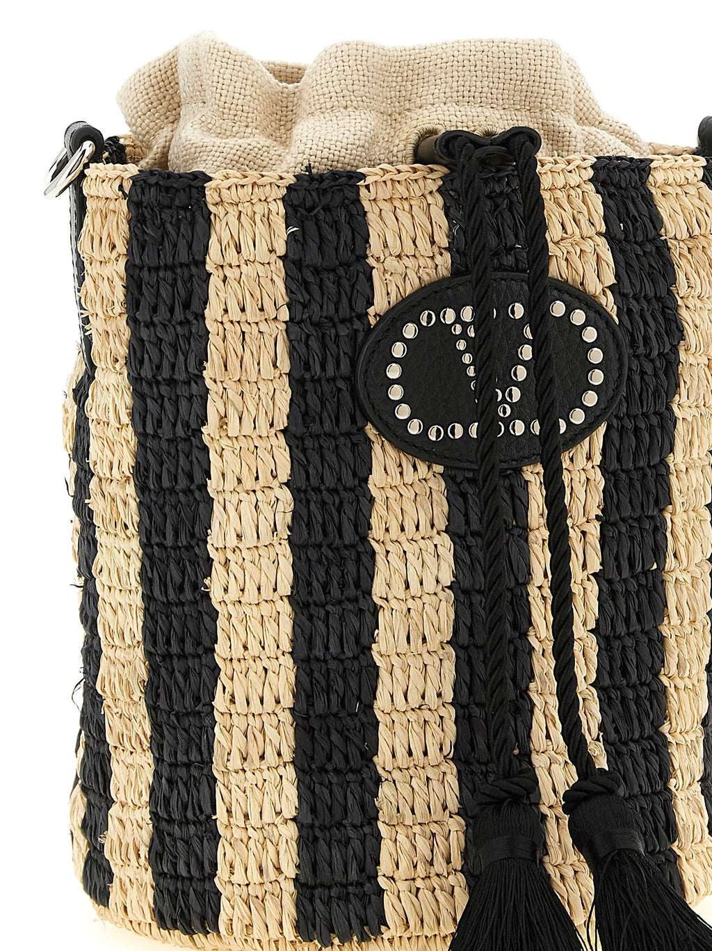 Valentino Garavani Black Straw Shoulder Bag Valentino Garavani