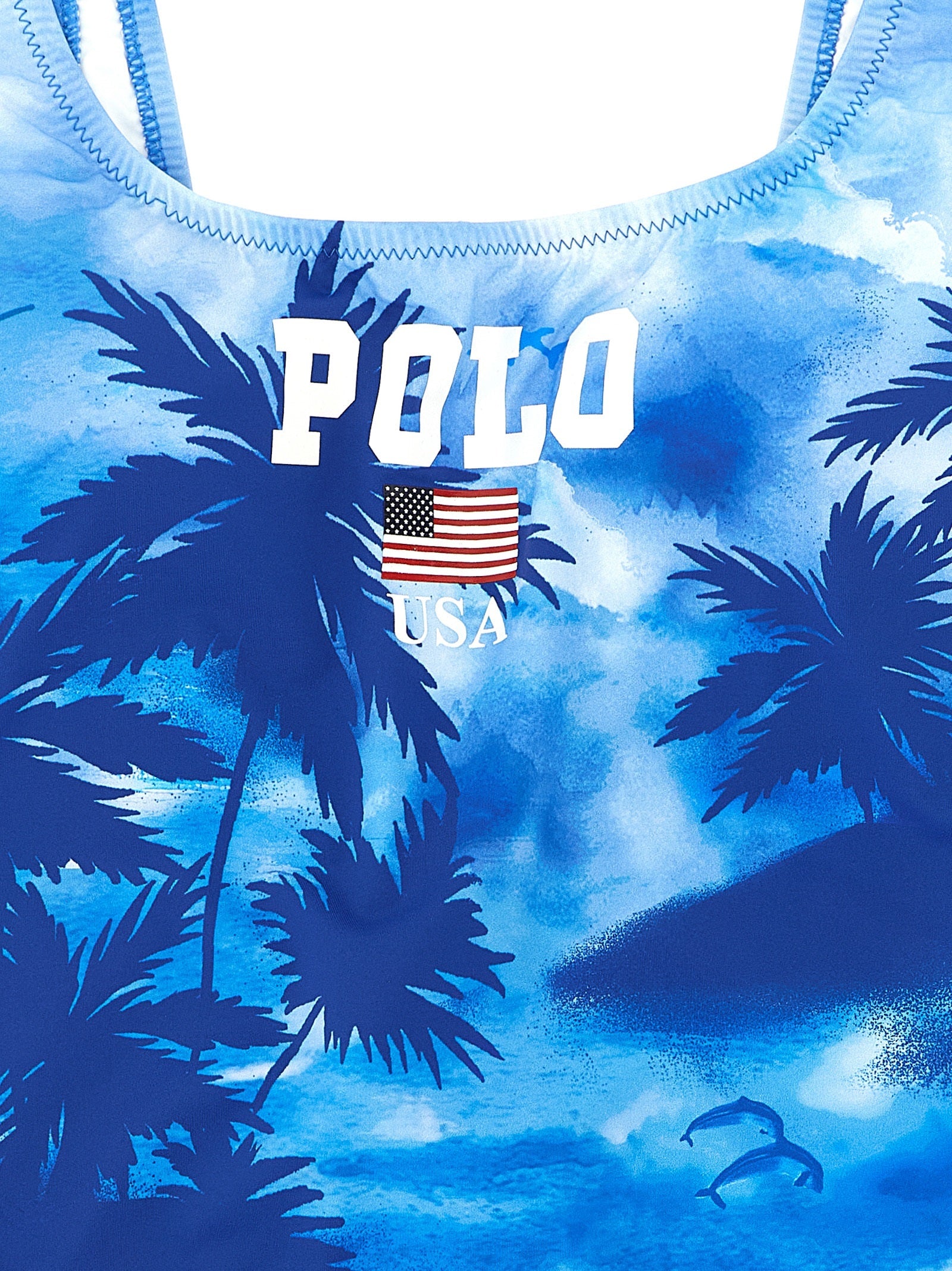 Polo Ralph Lauren Blue Nylon One-Piece Swimsuit Polo Ralph Lauren