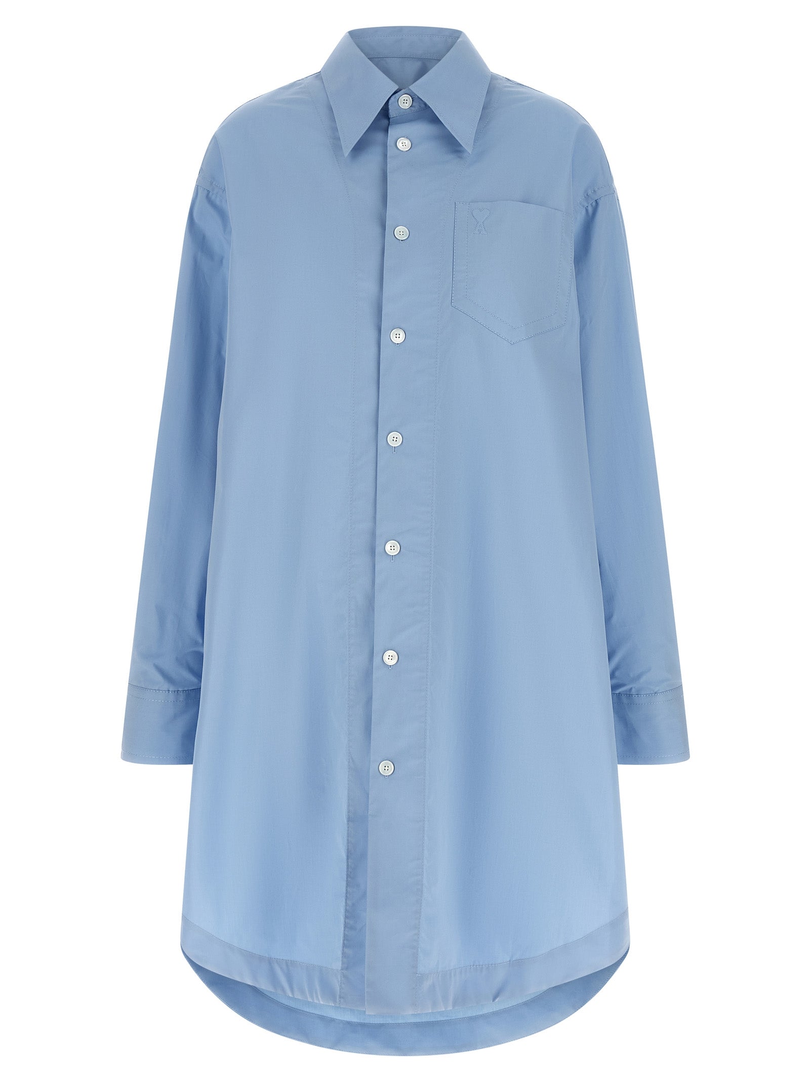 Ami Paris Blue Cotton Midi Dress Ami Paris