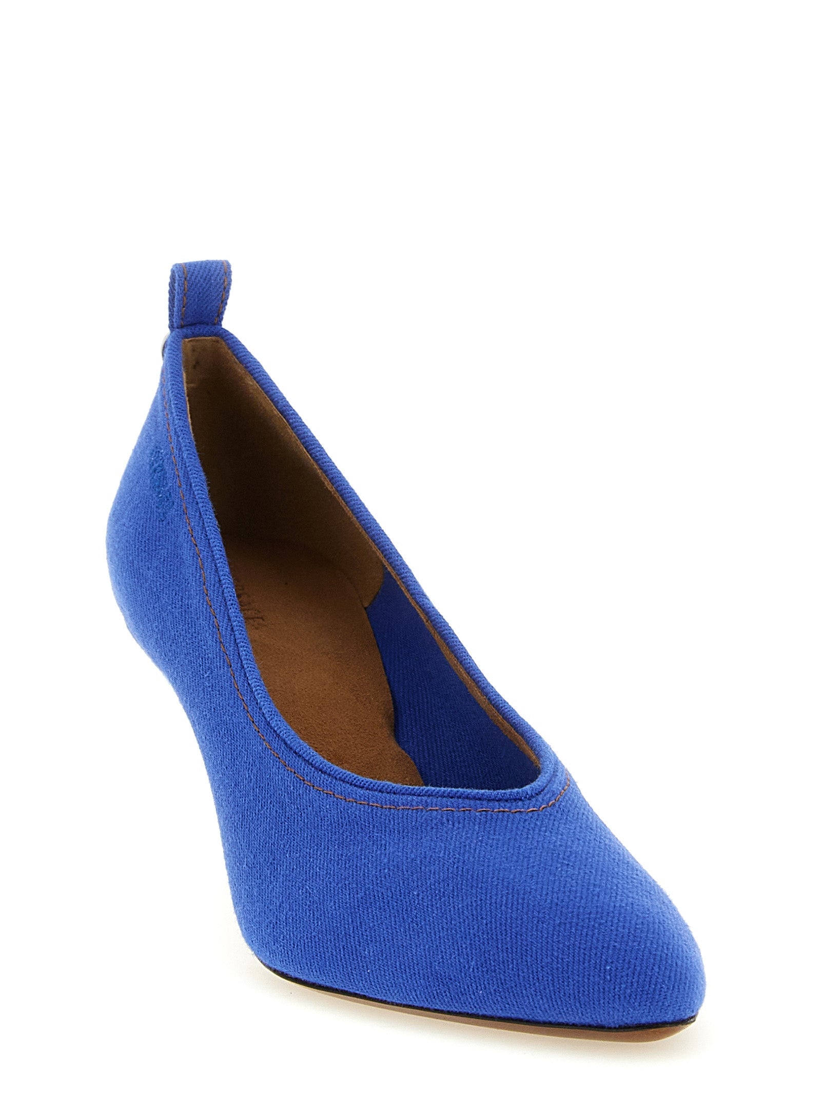 Versace Blue Cotton Mid Heel Pumps Versace