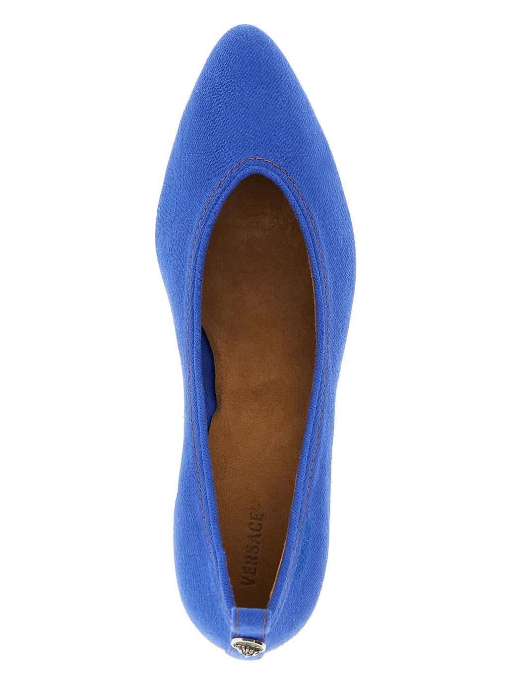 Versace Blue Cotton Mid Heel Pumps Versace