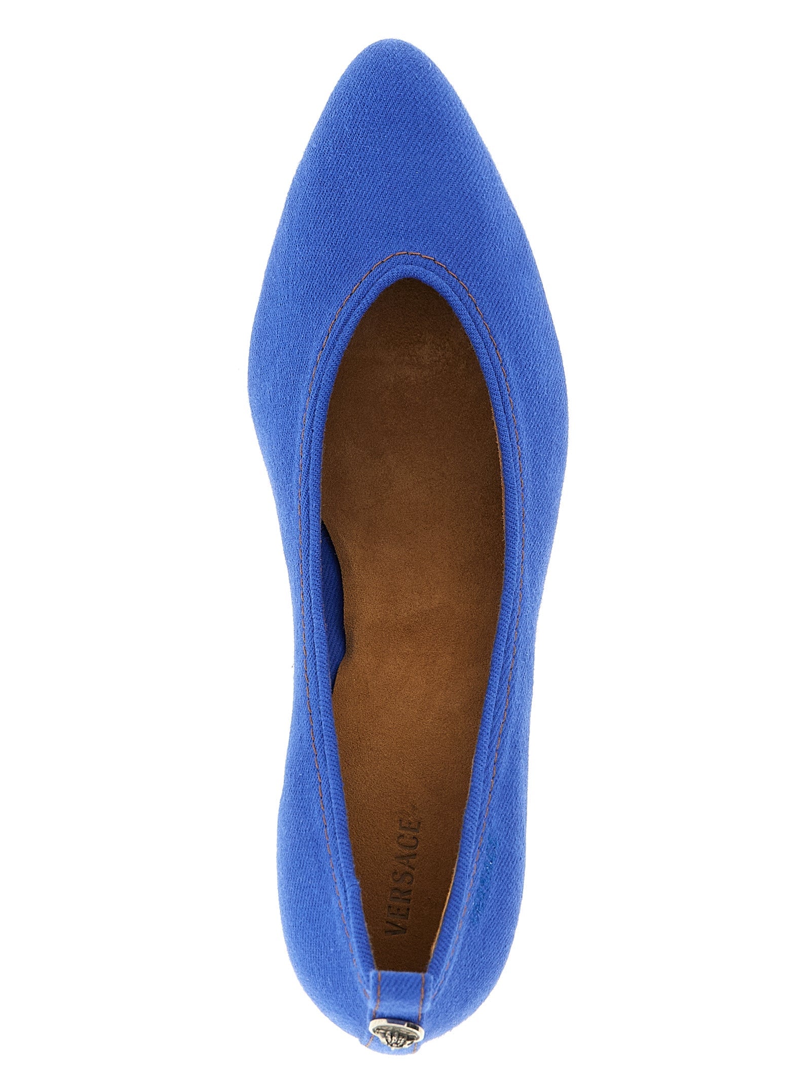 Versace Blue Cotton Mid Heel Pumps Versace
