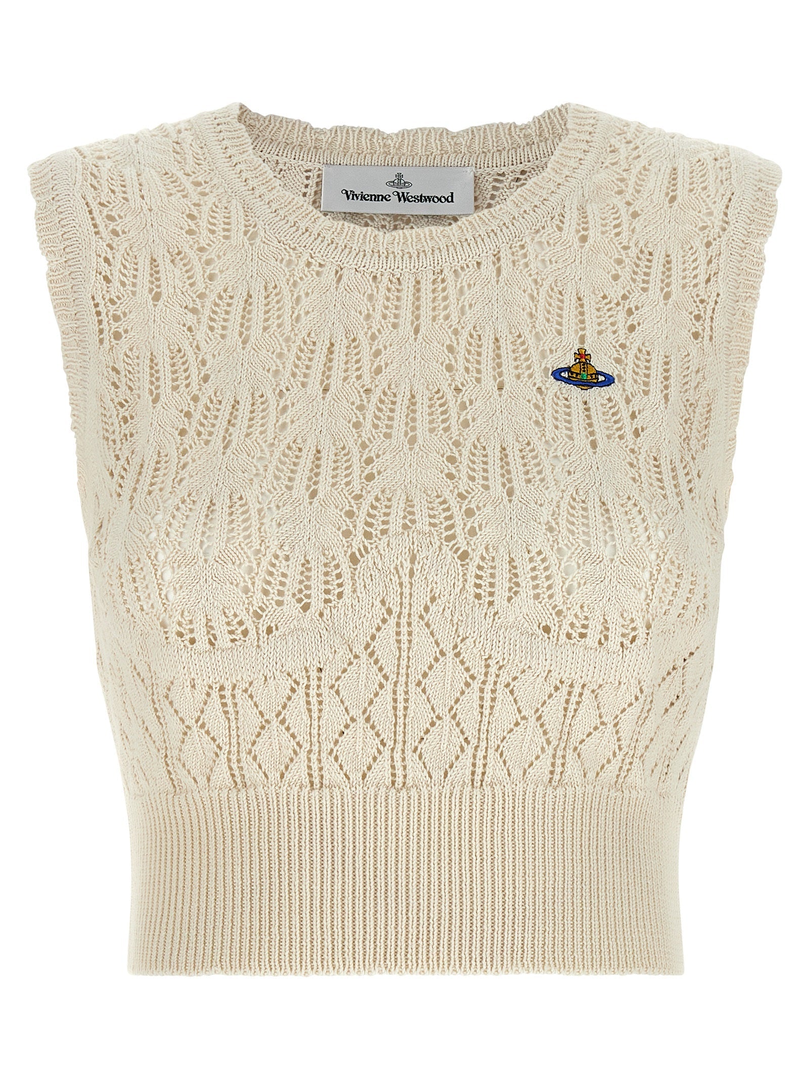 Vivienne Westwood Beige Cotton Sleeveles T-Shirt Vivienne Westwood