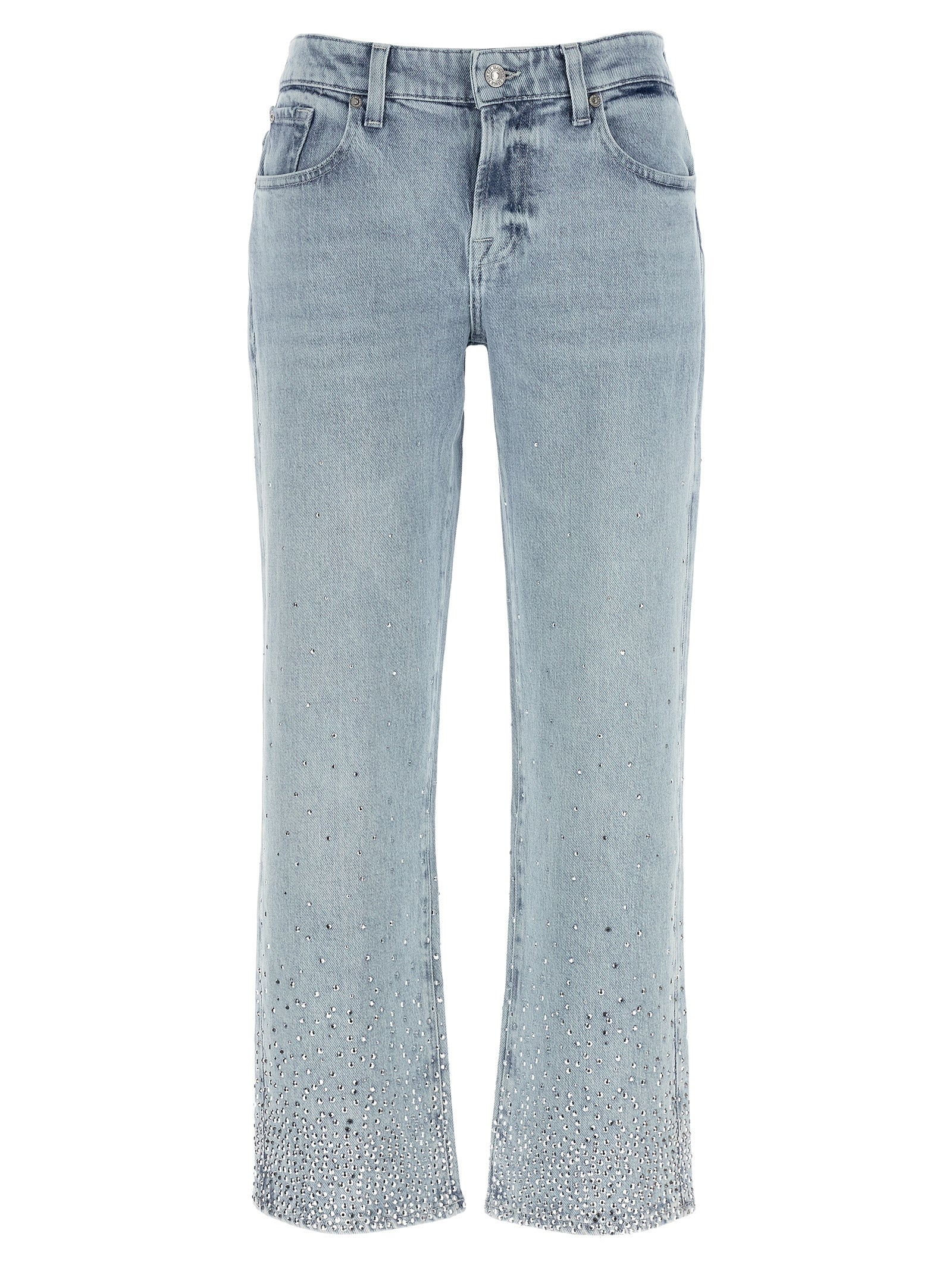 7 For All Mankind Blue Cotton Straight-Leg Jeans 7 For All Mankind
